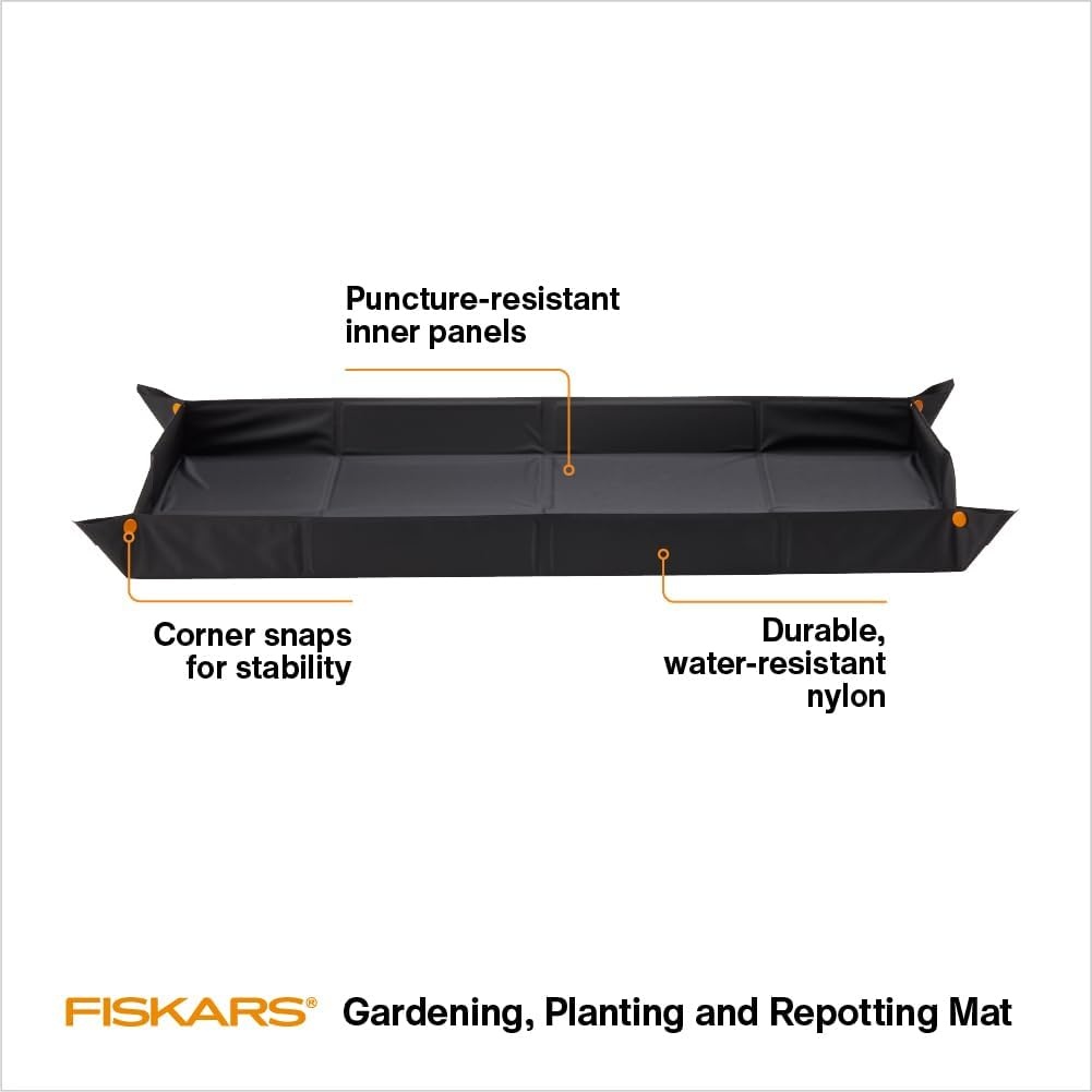 Fiskars Large Repotting Mat for Indoor Garden Transplanting and Soil Mess Control, Foldable and Water Resistant, 32.5″ x 17.5″(32.5″ x 17.5″)