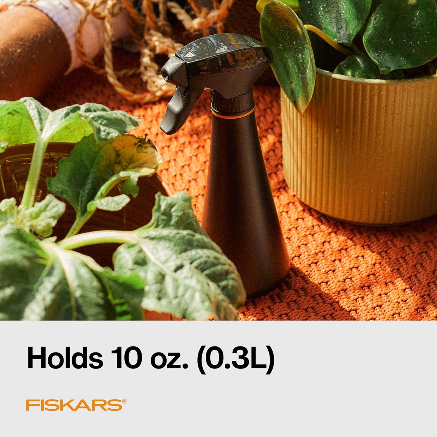 Fiskars Glass Watering Can for Indoor Plants, Small Pitcher for Succulents & Herbs, Easy Fill Top Design and Mess Free Pouring with Narrow Spout for House Plants, Modern Decor Style, 17 oz, Clear(Mister)