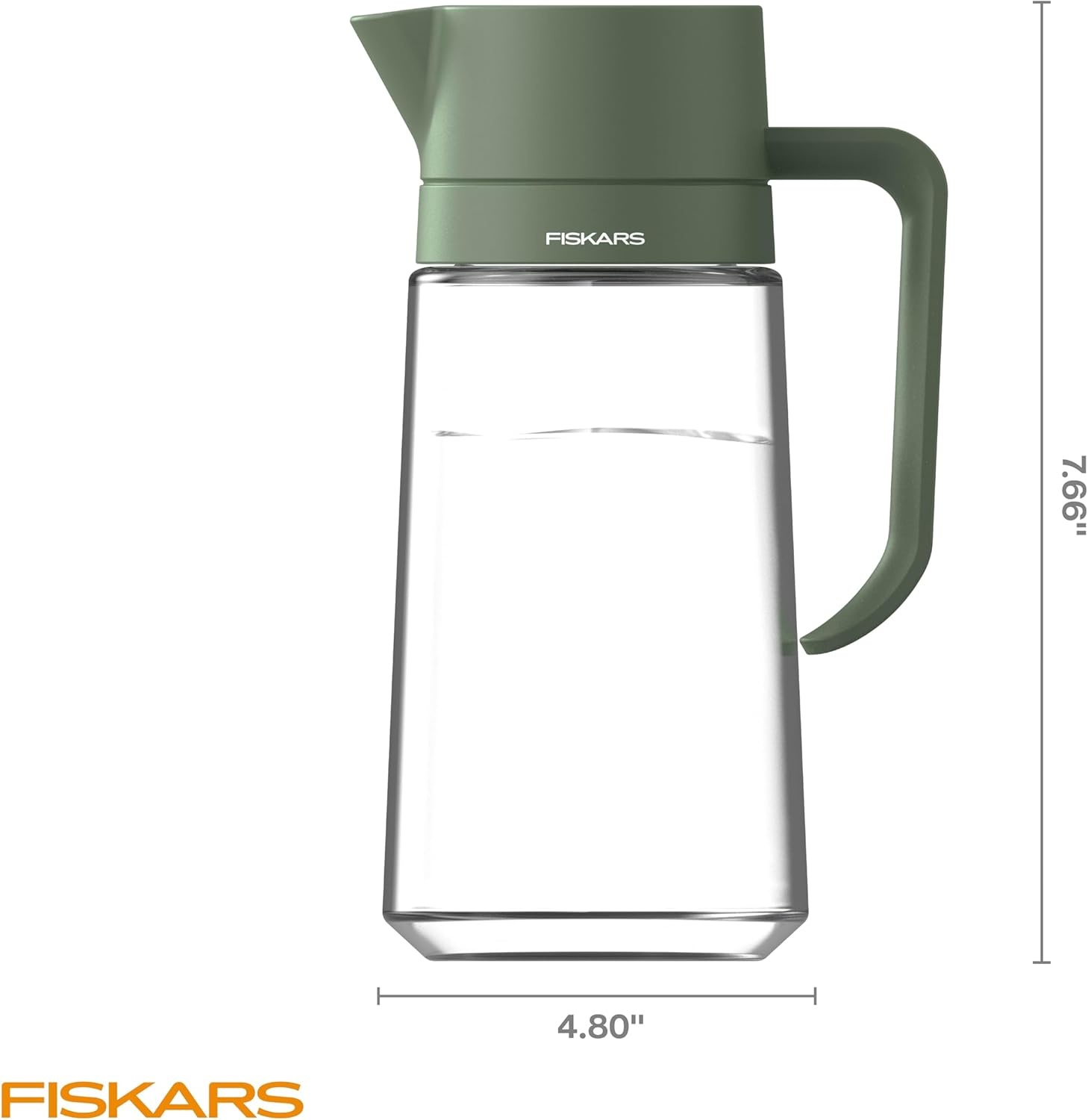 Fiskars Glass Watering Can for Indoor Plants, Small Pitcher for Succulents & Herbs, Easy Fill Top Design and Mess Free Pouring with Narrow Spout for House Plants, Modern Decor Style, 17 oz, Clear(Carafe)