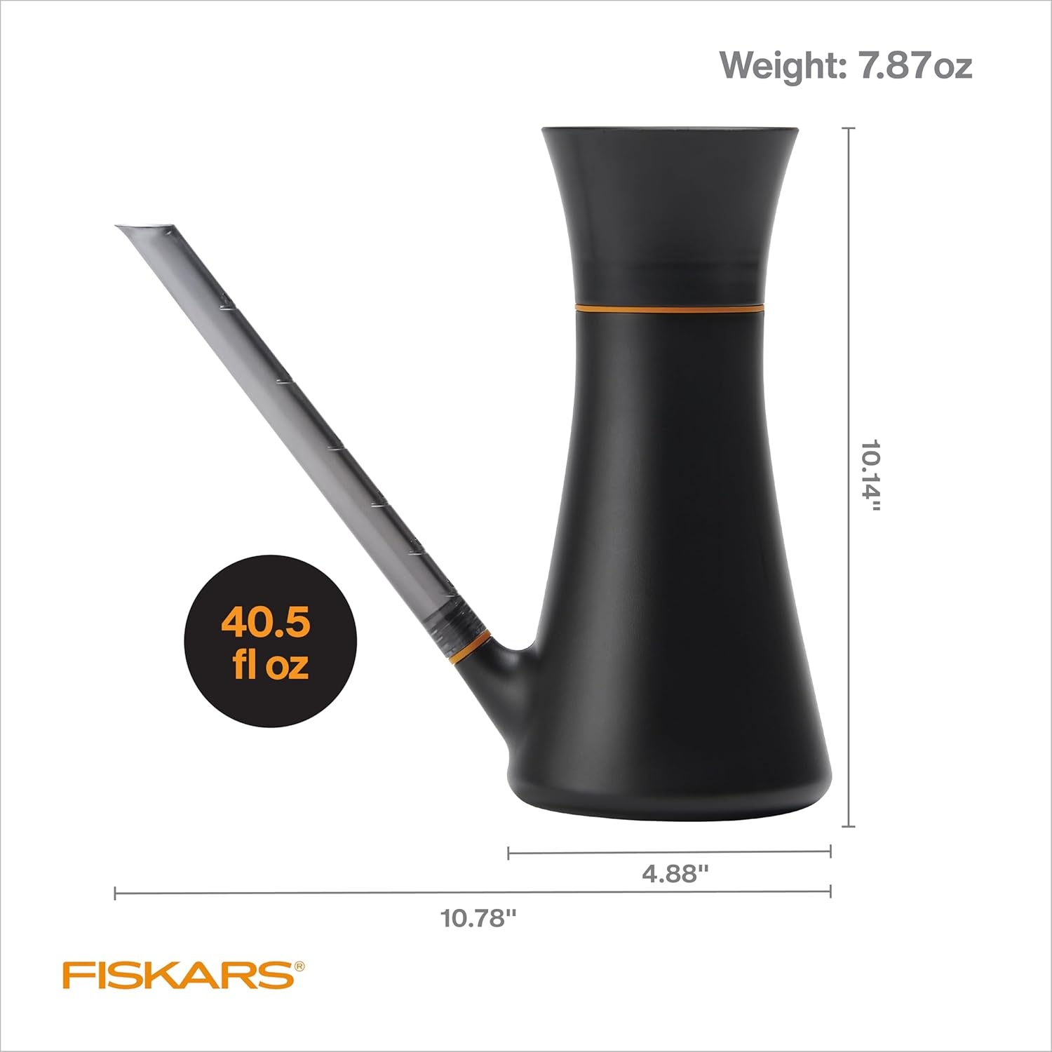 Fiskars Glass Watering Can for Indoor Plants, Small Pitcher for Succulents & Herbs, Easy Fill Top Design and Mess Free Pouring with Narrow Spout for House Plants, Modern Decor Style, 17 oz, Clear(Watering Can)