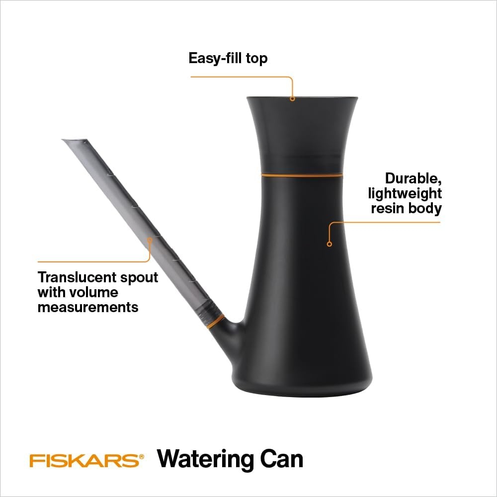Fiskars Glass Watering Can for Indoor Plants, Small Pitcher for Succulents & Herbs, Easy Fill Top Design and Mess Free Pouring with Narrow Spout for House Plants, Modern Decor Style, 17 oz, Clear(Watering Can (Pack of 4))