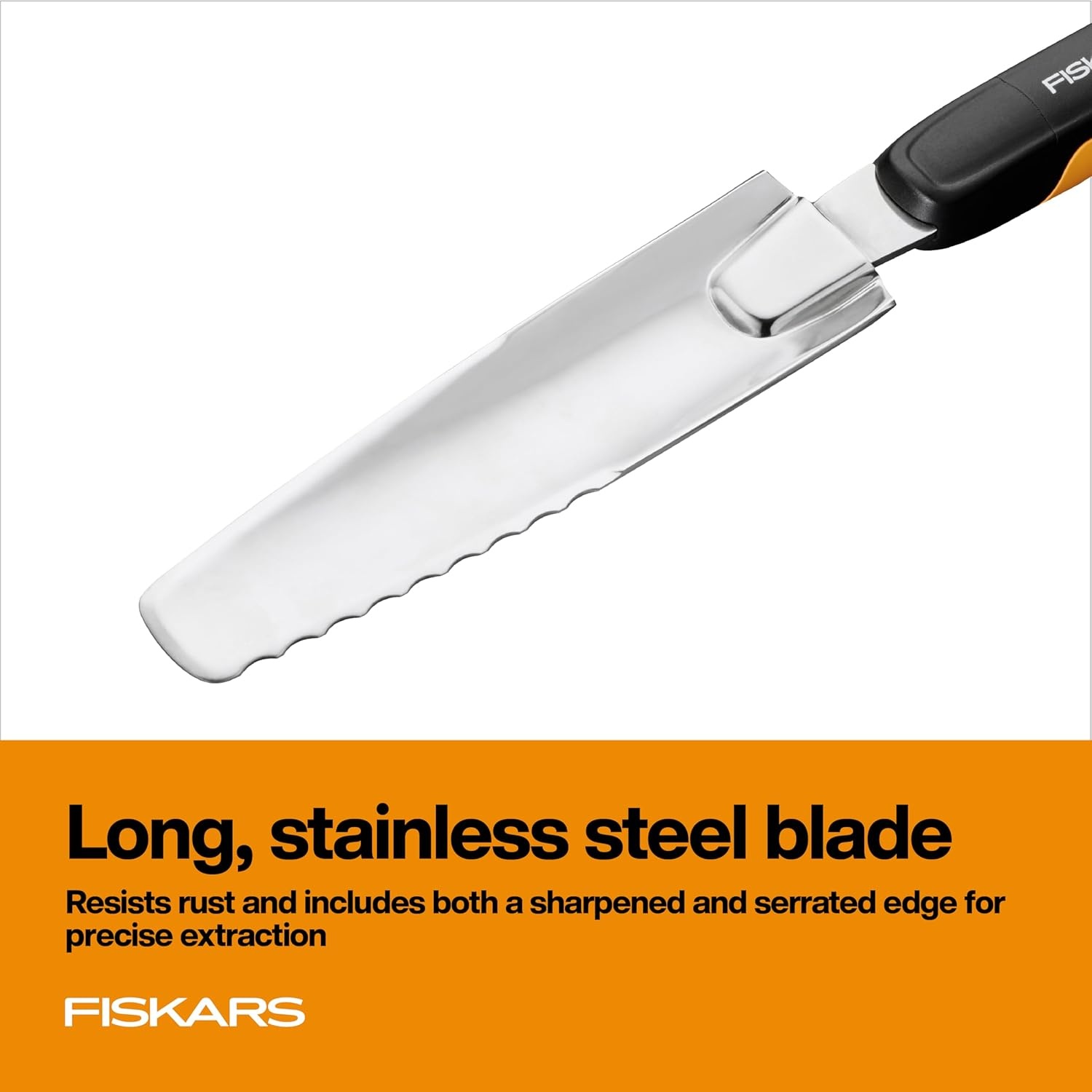 Fiskars Xact Hand Weeder, Garden Tool, Stainless Steel Blade with Sharpened and Serrated Edge for All Gardening Tasks, SoftGrip Handle