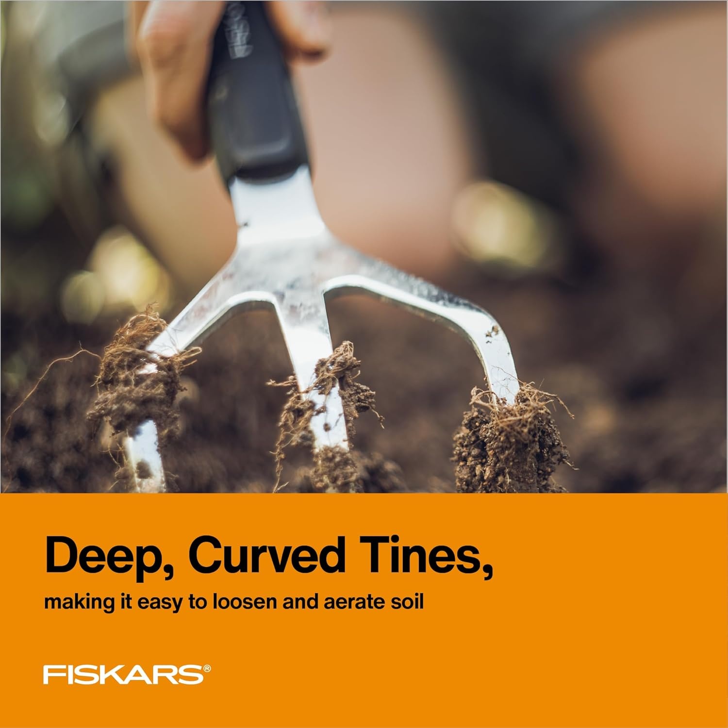 Fiskars Xact Hand Cultivator, Stainless Steel Weeder with SoftGrip Handle, Durable Garden Tool for Loosening and Aerating Soil, Ideal for Flower Beds and Garden Beds(Cultivator)