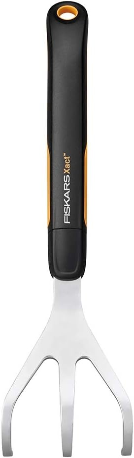 Fiskars Xact Hand Cultivator, Stainless Steel Weeder with SoftGrip Handle, Durable Garden Tool for Loosening and Aerating Soil, Ideal for Flower Beds and Garden Beds(Cultivator)