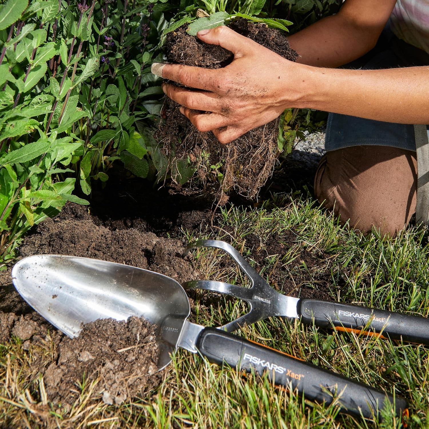 Fiskars Xact Hand Cultivator, Stainless Steel Weeder with SoftGrip Handle, Durable Garden Tool for Loosening and Aerating Soil, Ideal for Flower Beds and Garden Beds(Cultivator)