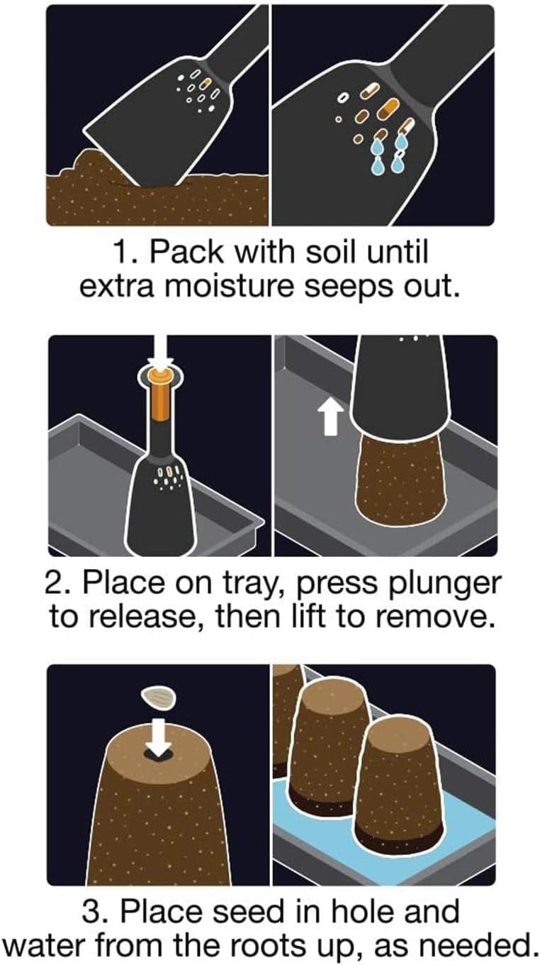 Fiskars Soil Block Maker for Garden Seeds with Natural Air Pruning, Eco Friendly Soil Blocking Gardening Tool for Germinating Seeds
