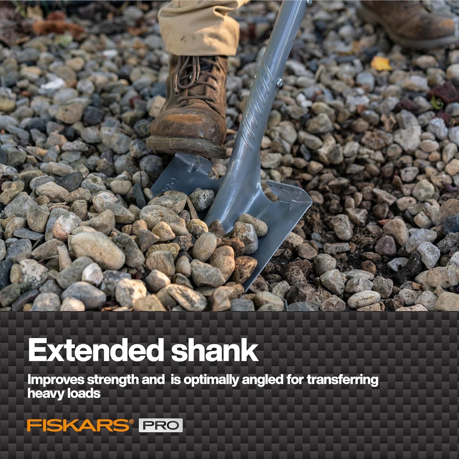 Fiskars Pro Transfer Shovel, Heavy Duty Garden Spade Shovel for Digging and Moving Materials, Extruded Aluminum Handle, 58 Inches