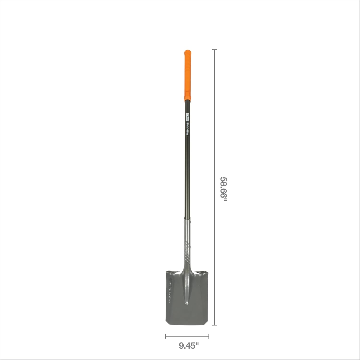 Fiskars Pro Transfer Shovel, Heavy Duty Garden Spade Shovel for Digging and Moving Materials, Extruded Aluminum Handle, 58 Inches