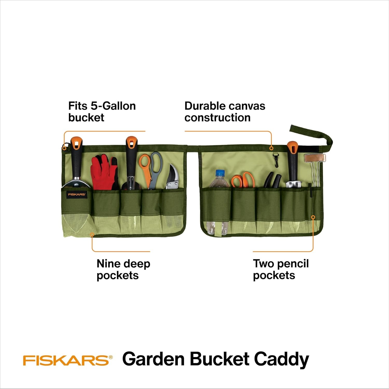 Fiskars Garden Tool Bucket Caddy 5 Gal, (Bucket and Tools Not Included)