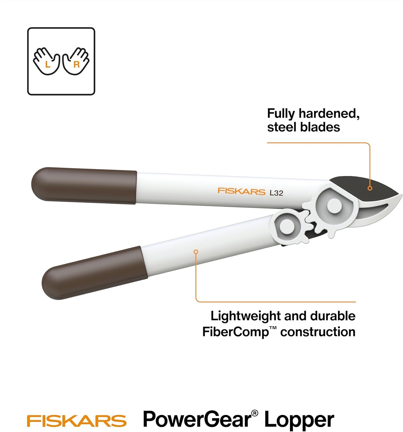 Fiskars PowerGear Lopper, Lightweight Anvil Garden Tool, White(Lopper)