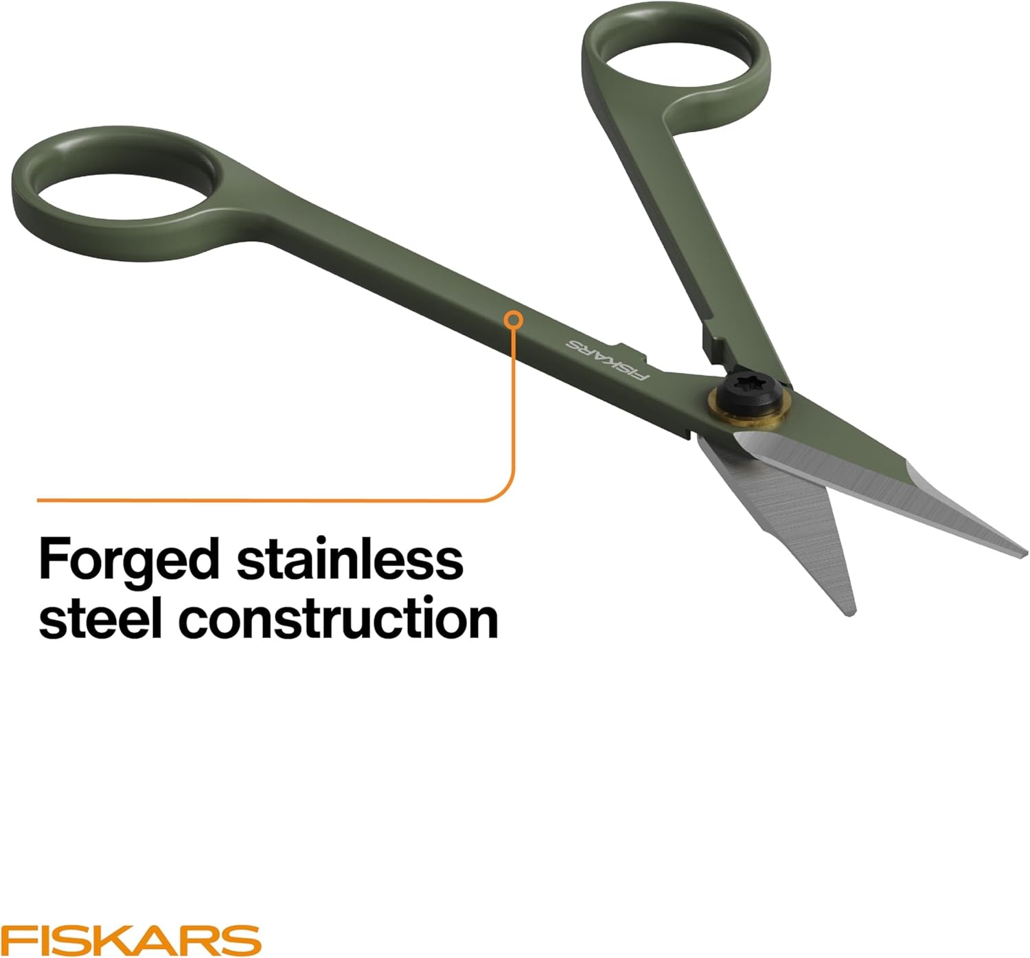 Fiskars Plant Shaping Shears & Holder, Precision Indoor Gardening Snips with Storage Caddy, Forged Stainless Steel Blades for Clean Cuts on Broad Leaves, Ambidextrous Handles & Stem Stripper, 6″(Detail Snipper)