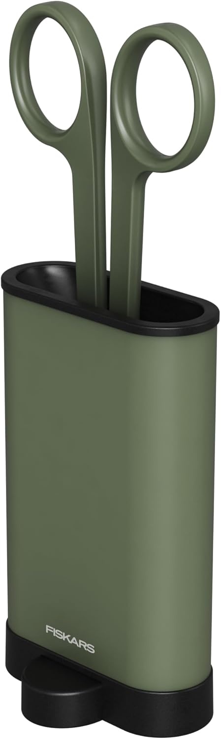 Fiskars Plant Shaping Shears & Holder, Precision Indoor Gardening Snips with Storage Caddy, Forged Stainless Steel Blades for Clean Cuts on Broad Leaves, Ambidextrous Handles & Stem Stripper, 6″(Detail Snipper)