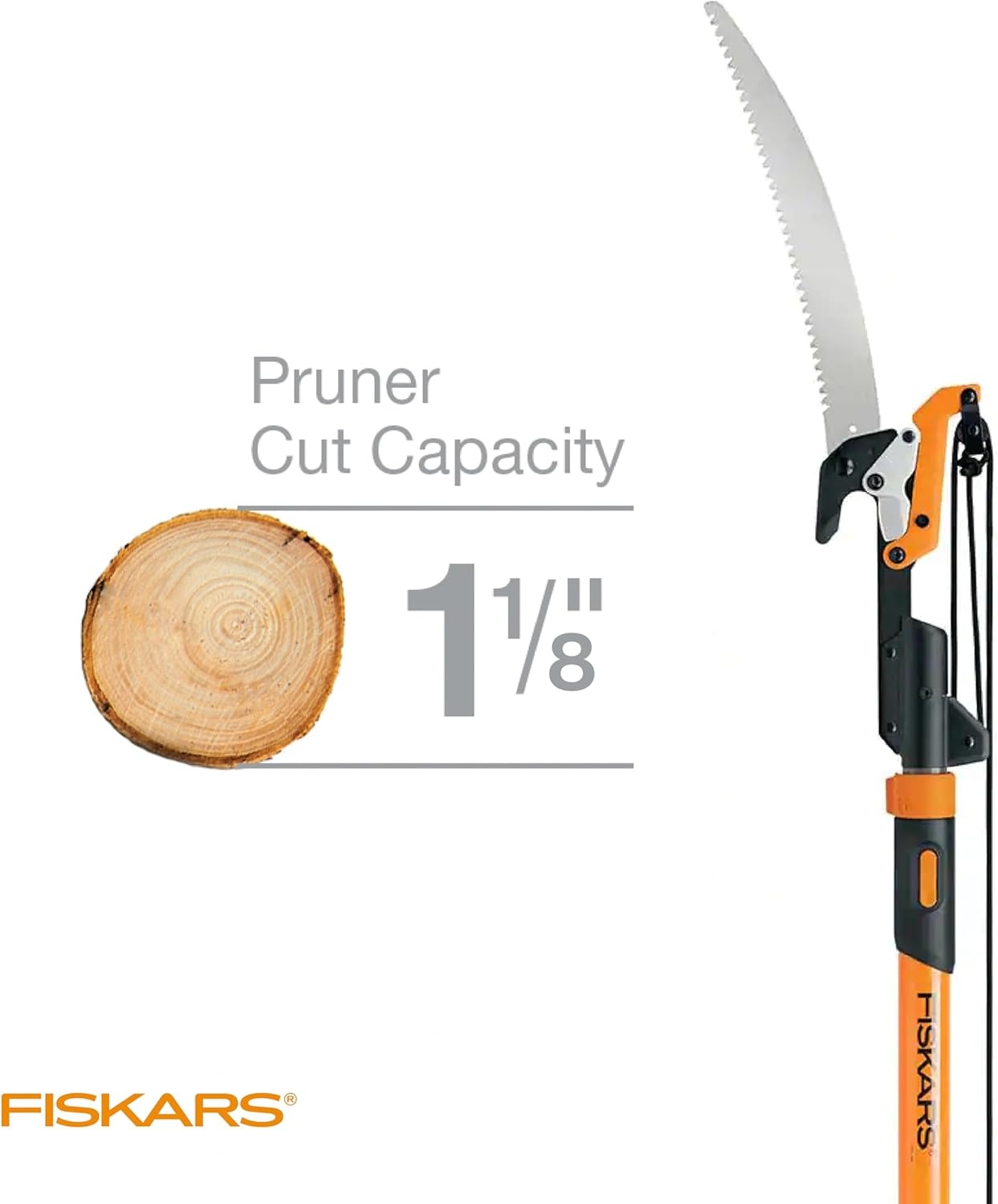 Fiskars 7ft-14ft Power-Lever Extendable Pole Saw and Tree Pruner, Lawn and Garden Tools, Black/Orange(Pole Saw & Pruner Power Lever)