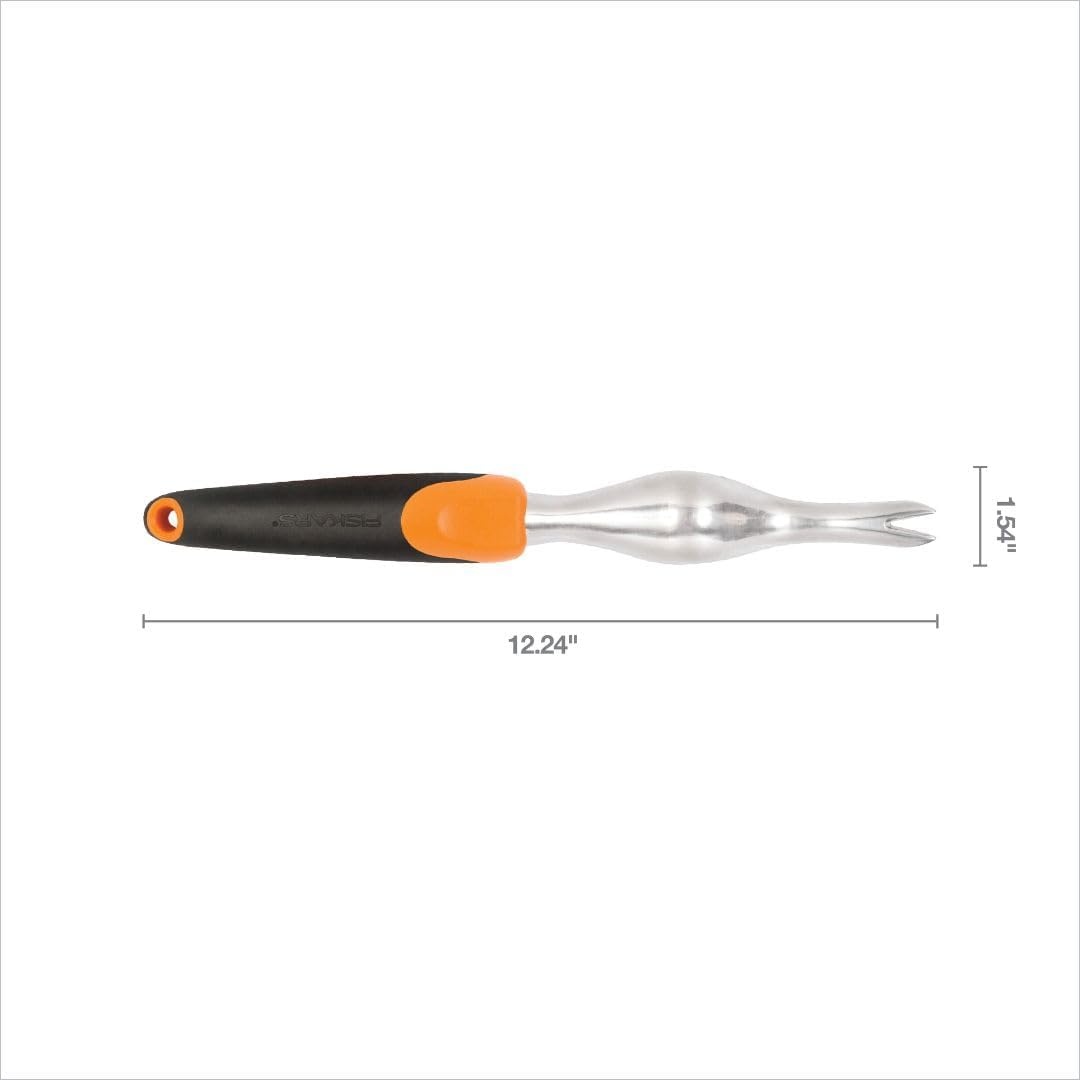Fiskars 3-in-1 Garden Tool Set, Polished Cast-Aluminum Heads for Rust Resistance, Heavy-Duty Trowel, Transplanter & Cultivator for Digging and Planting, Non-Slip SoftGrip Handles Reduce Fatigue(Weeder)