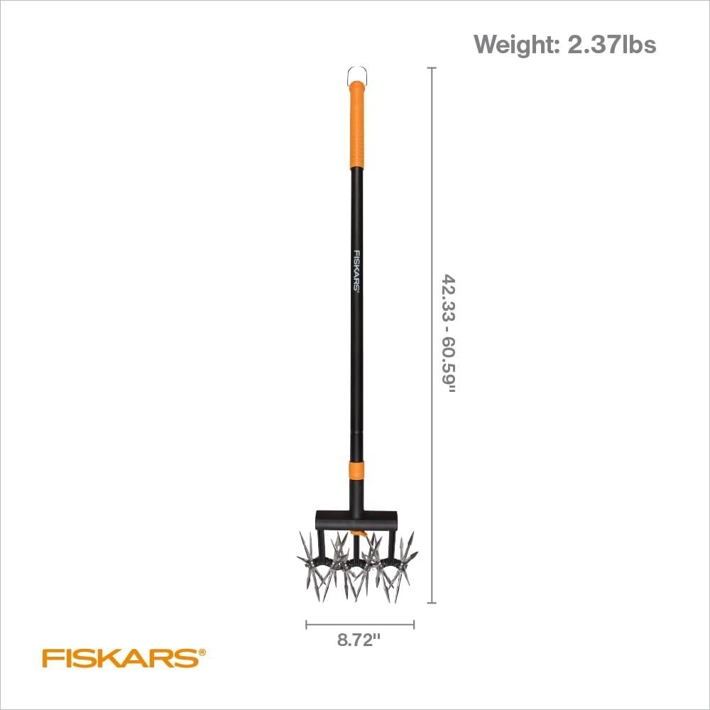 Fiskars 40″ Steel Tiller, Long Handle Hand Tiller for Gardening, Garden Tool(Rotary Cultivator)