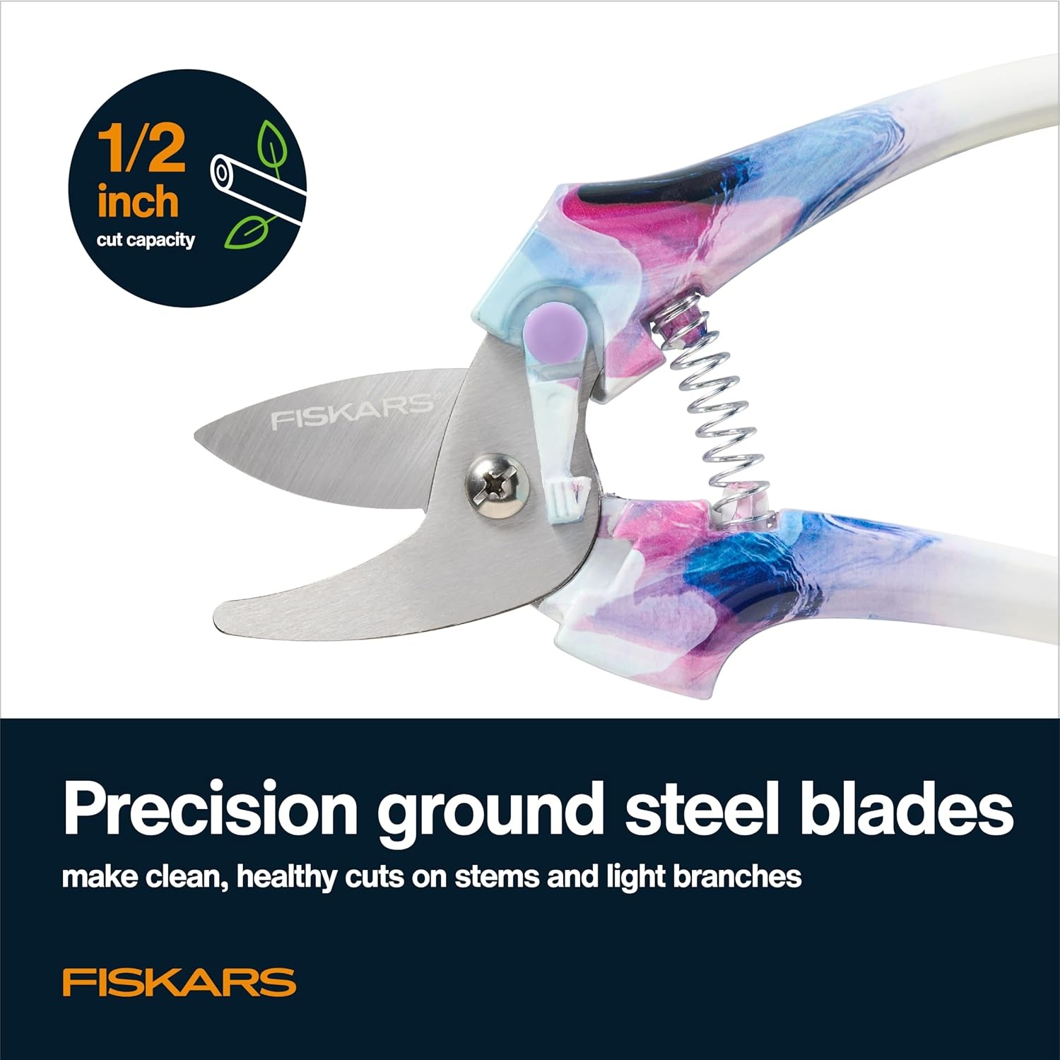 Fiskars 2-Piece Pruning & Veggie Shears Set, Explore Collection Garden Tool Kit, Bypass Pruner for Light Trimming, Vegetable Shears with Serrated Stainless Steel Blades for Harvesting Flowers & Herbs(Pruner & Veggie Shears Set)