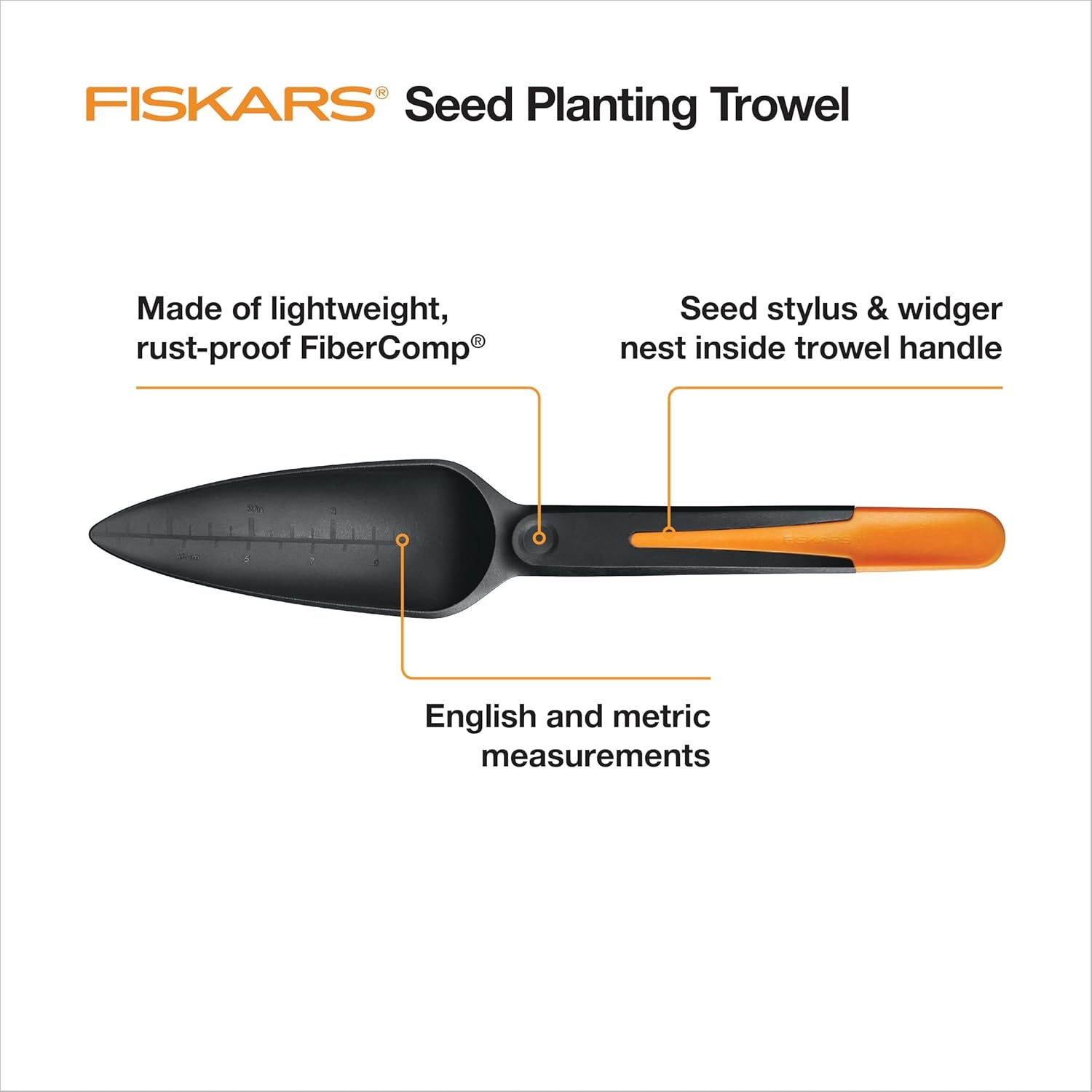 Fiskars 340110-1001 Seed Planting Trowel, Black