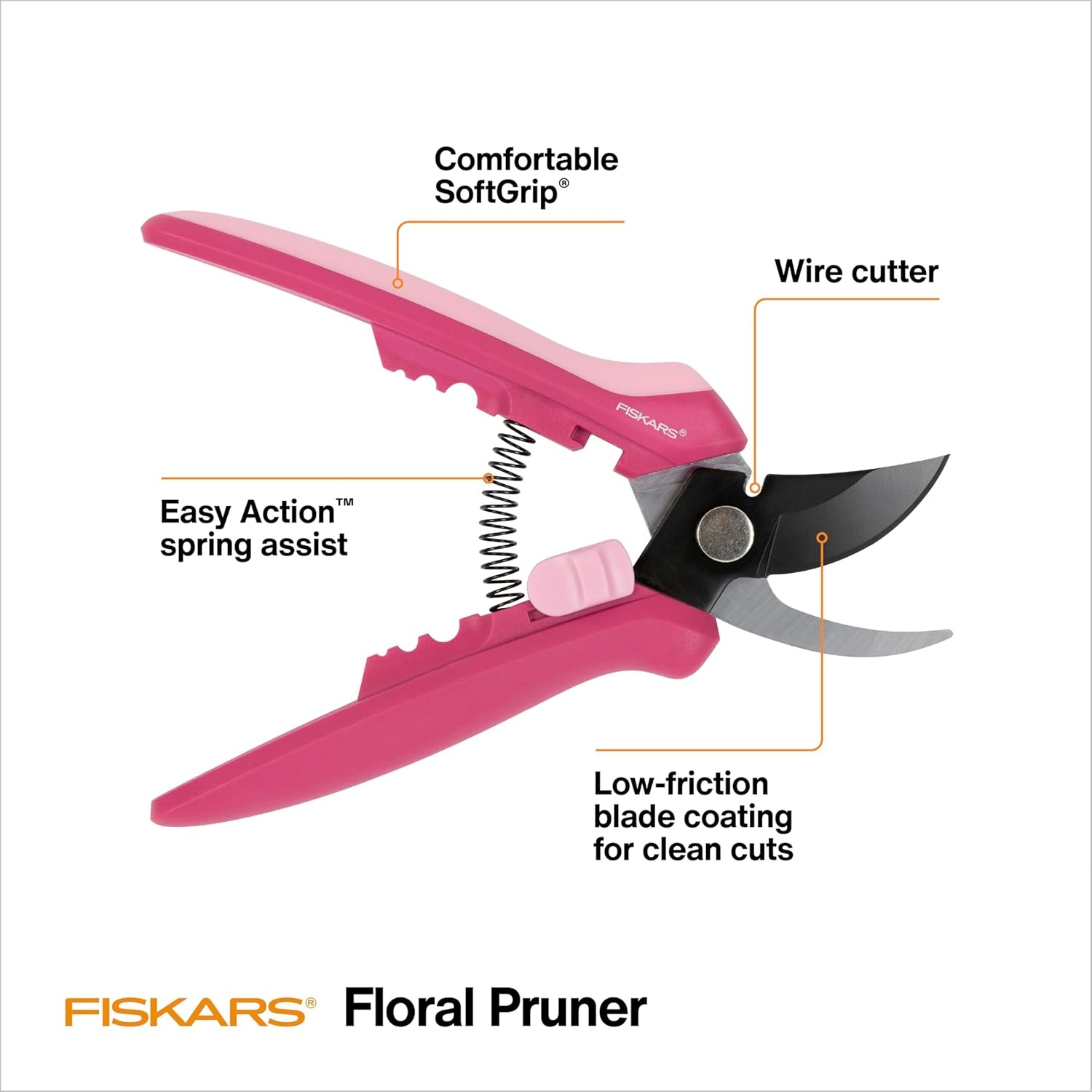 Fiskars Floral Pruning Shears, Gardening Gifts for Women, Plant Cutting Scissors for Deadheading, Rose Petal Pink(Rose Petal Pink)