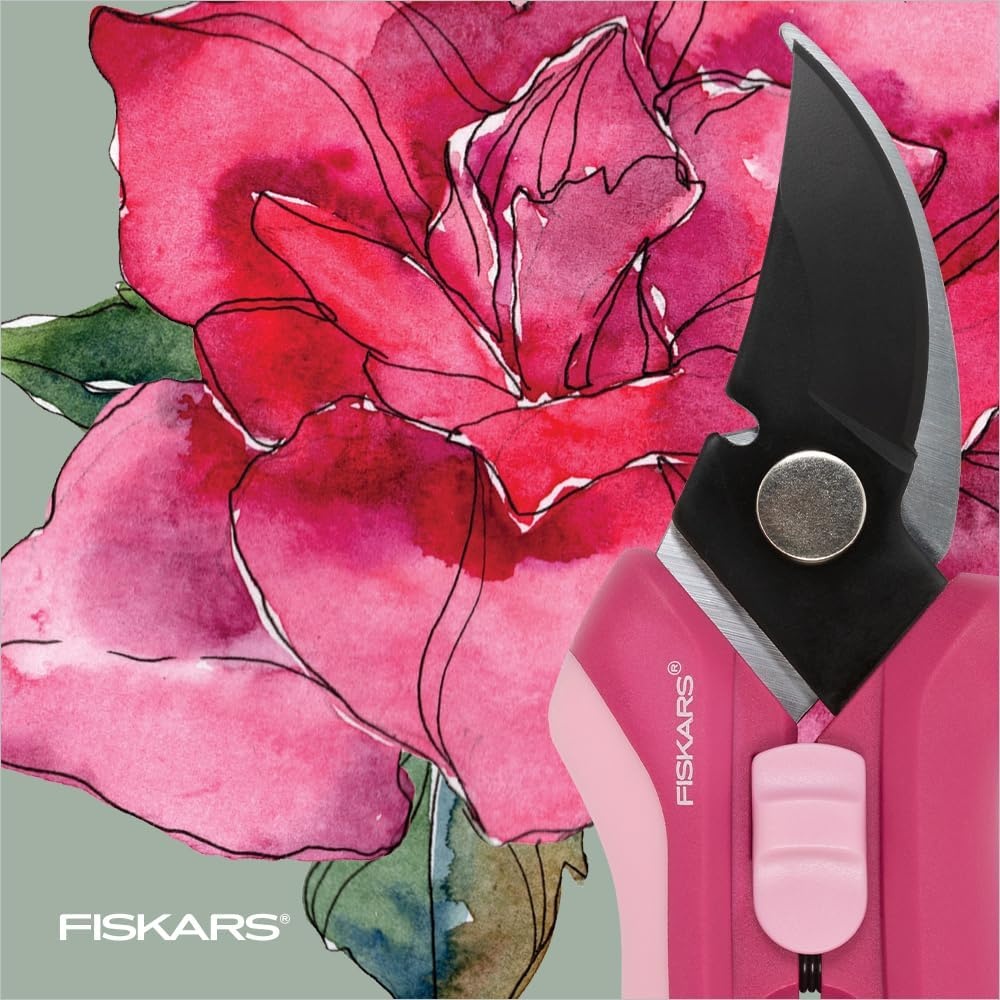 Fiskars Floral Pruning Shears, Gardening Gifts for Women, Plant Cutting Scissors for Deadheading, Rose Petal Pink(Rose Petal Pink)