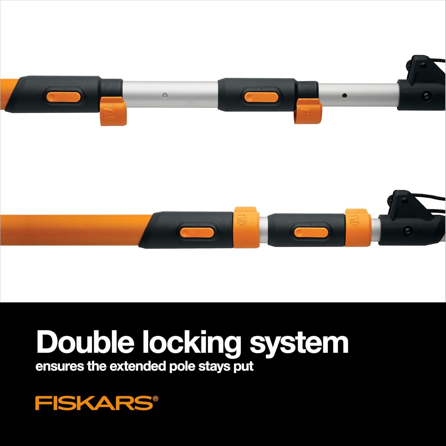 Fiskars 7ft-14ft Power-Lever Extendable Pole Saw and Tree Pruner, Lawn and Garden Tools, Black/Orange(7-16 ft Chain Drive Saw & Pruner)