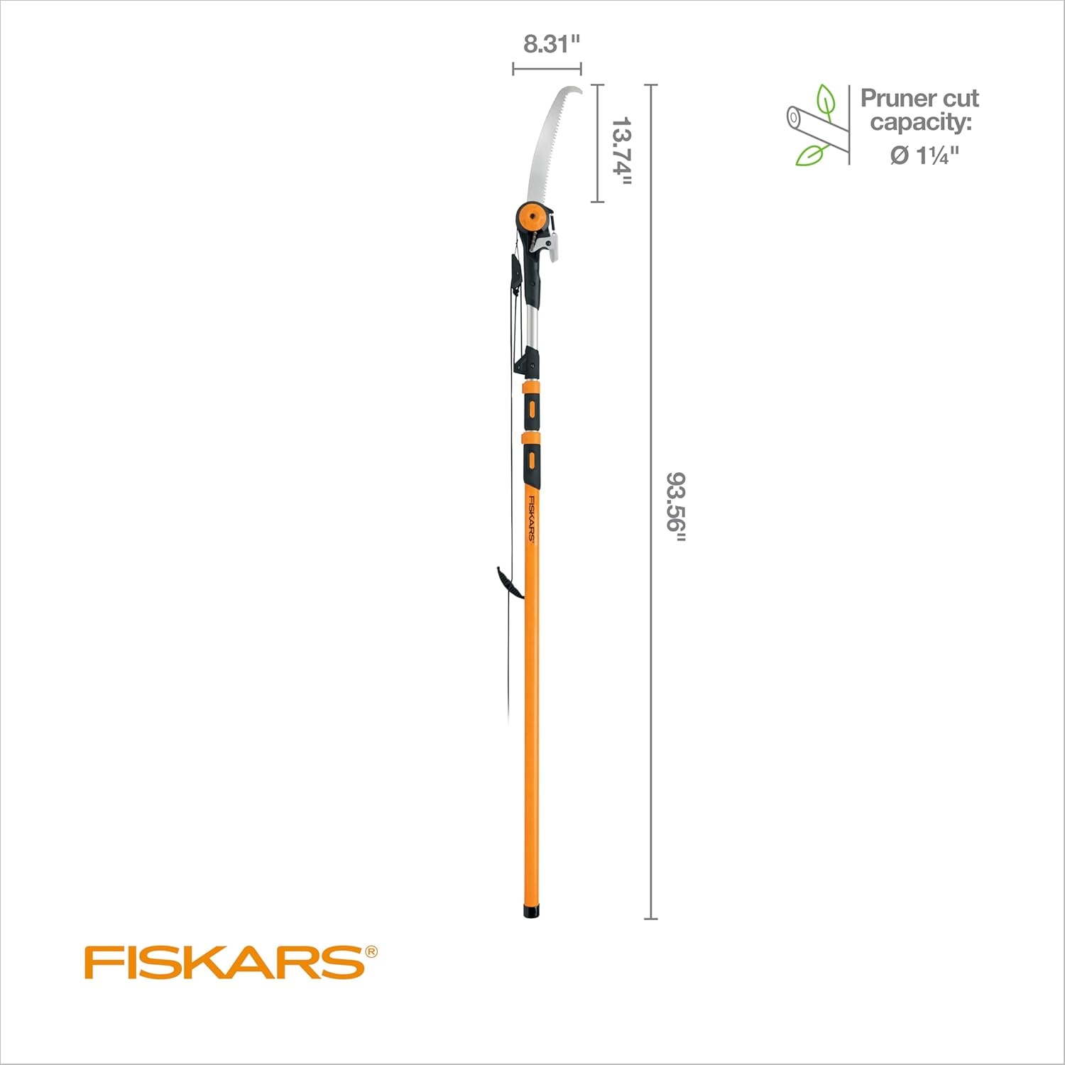 Fiskars 7ft-14ft Power-Lever Extendable Pole Saw and Tree Pruner, Lawn and Garden Tools, Black/Orange(7-16 ft Chain Drive Saw & Pruner)