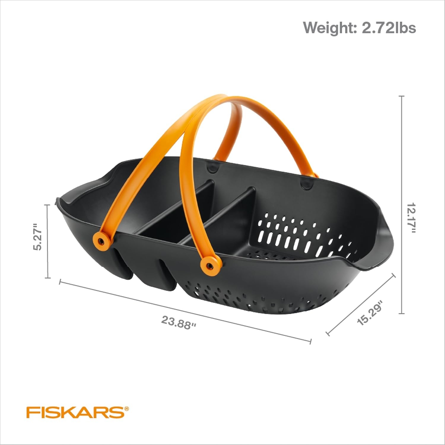 Fiskars Garden Harvest Basket – Container for Gardening and Harvesting with Tool Caddy – Harvesting Basket Doubles as a Colander for Vegetables and Fruits – Garden Accessories