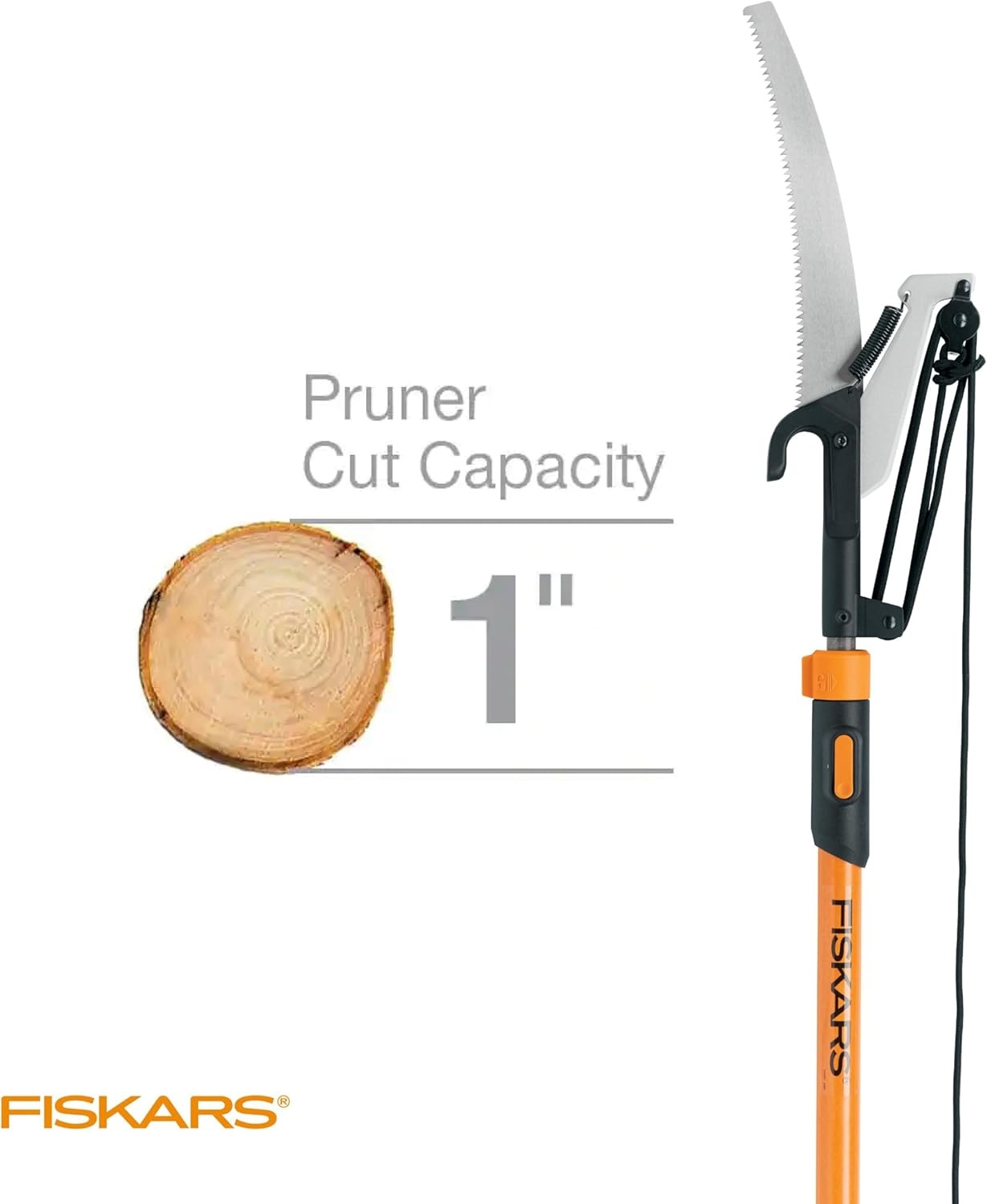 Fiskars 7ft-14ft Power-Lever Extendable Pole Saw and Tree Pruner, Lawn and Garden Tools, Black/Orange(Pole Saw & Pruner Standard)