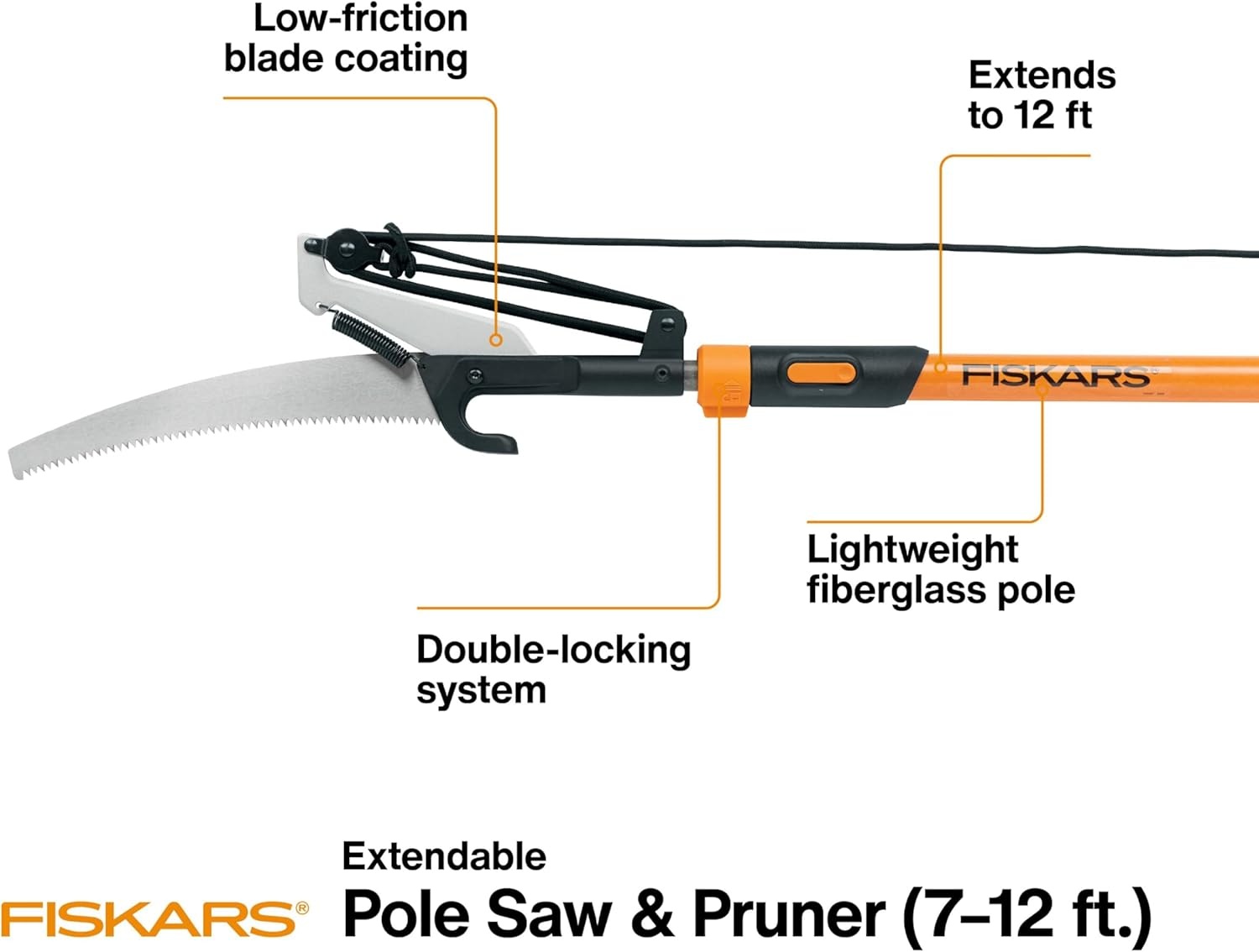 Fiskars 7–13 ft Extendable Tree Pruner, Telescoping Pole Pruner with 2 Cutting Modes for Fast & Powerful Cuts, Long Reach Tree Trimmer for High Branches & Tall Trees, Rotating Head, Garden & Yard Care(Pole Saw & Pruner Standard)