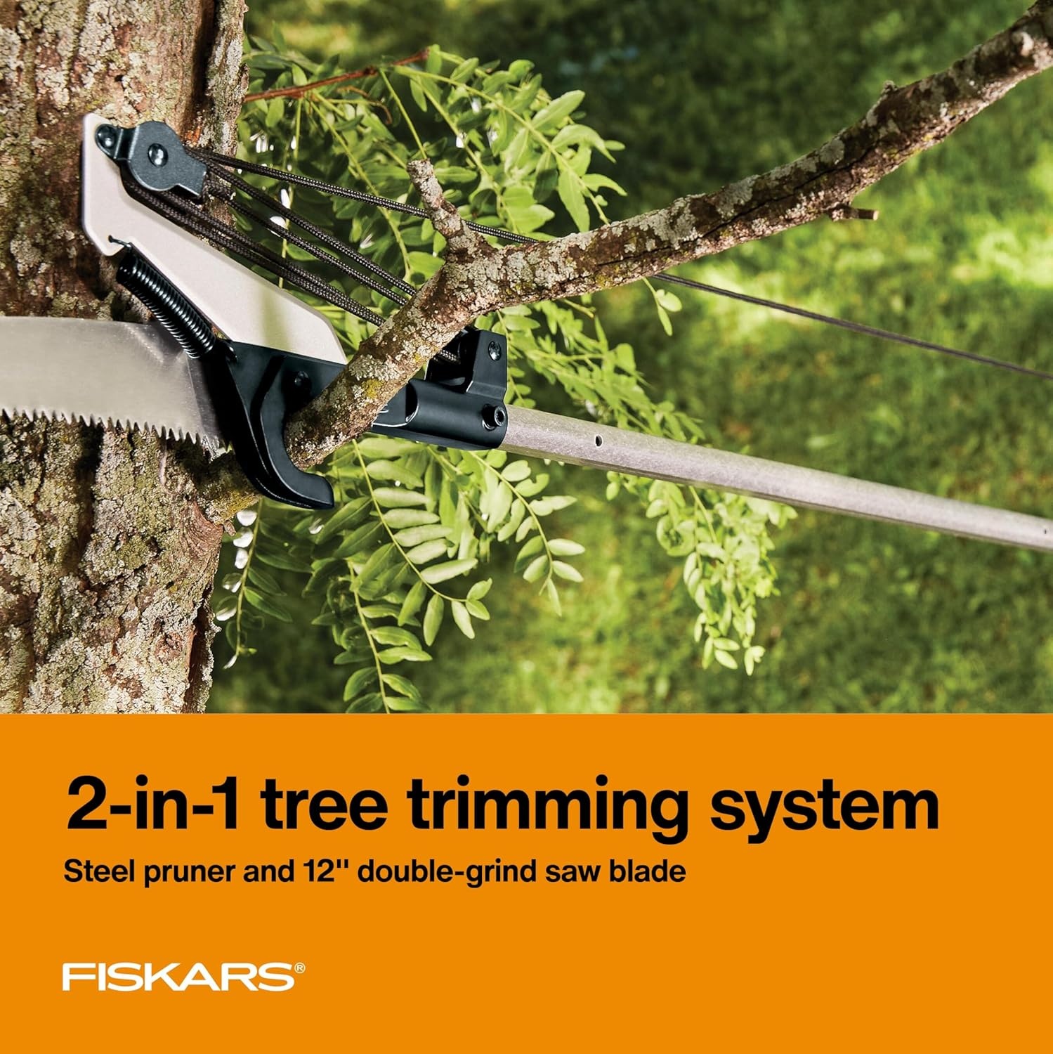 Fiskars 7–13 ft Extendable Tree Pruner, Telescoping Pole Pruner with 2 Cutting Modes for Fast & Powerful Cuts, Long Reach Tree Trimmer for High Branches & Tall Trees, Rotating Head, Garden & Yard Care(Pole Saw & Pruner Standard)