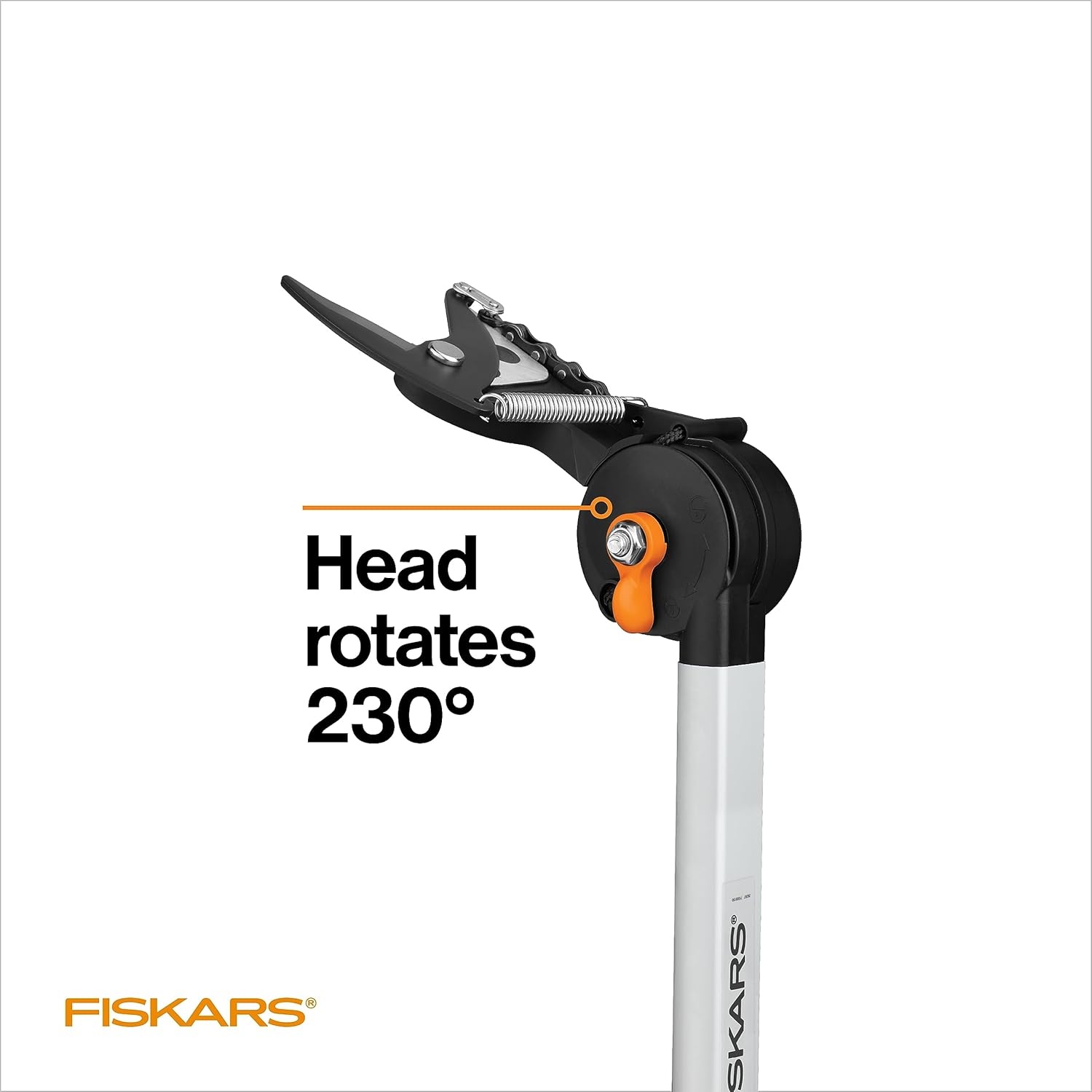 Fiskars 7ft-14ft Power-Lever Extendable Pole Saw and Tree Pruner, Lawn and Garden Tools, Black/Orange(8-12 ft Rope-Free Saw & Pruner)