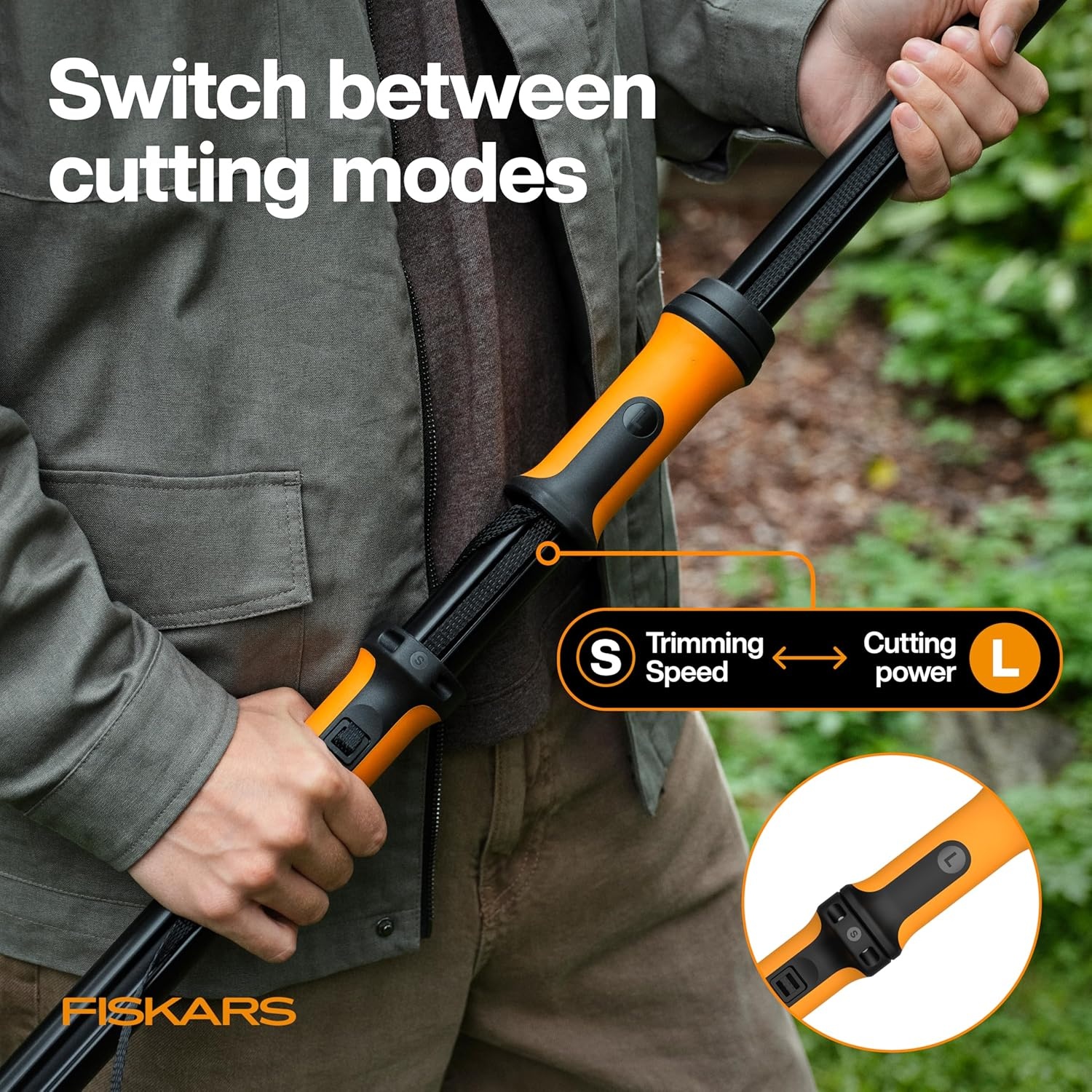 Fiskars 7ft-14ft Power-Lever Extendable Pole Saw and Tree Pruner, Lawn and Garden Tools, Black/Orange(8-13 ft DualAction)