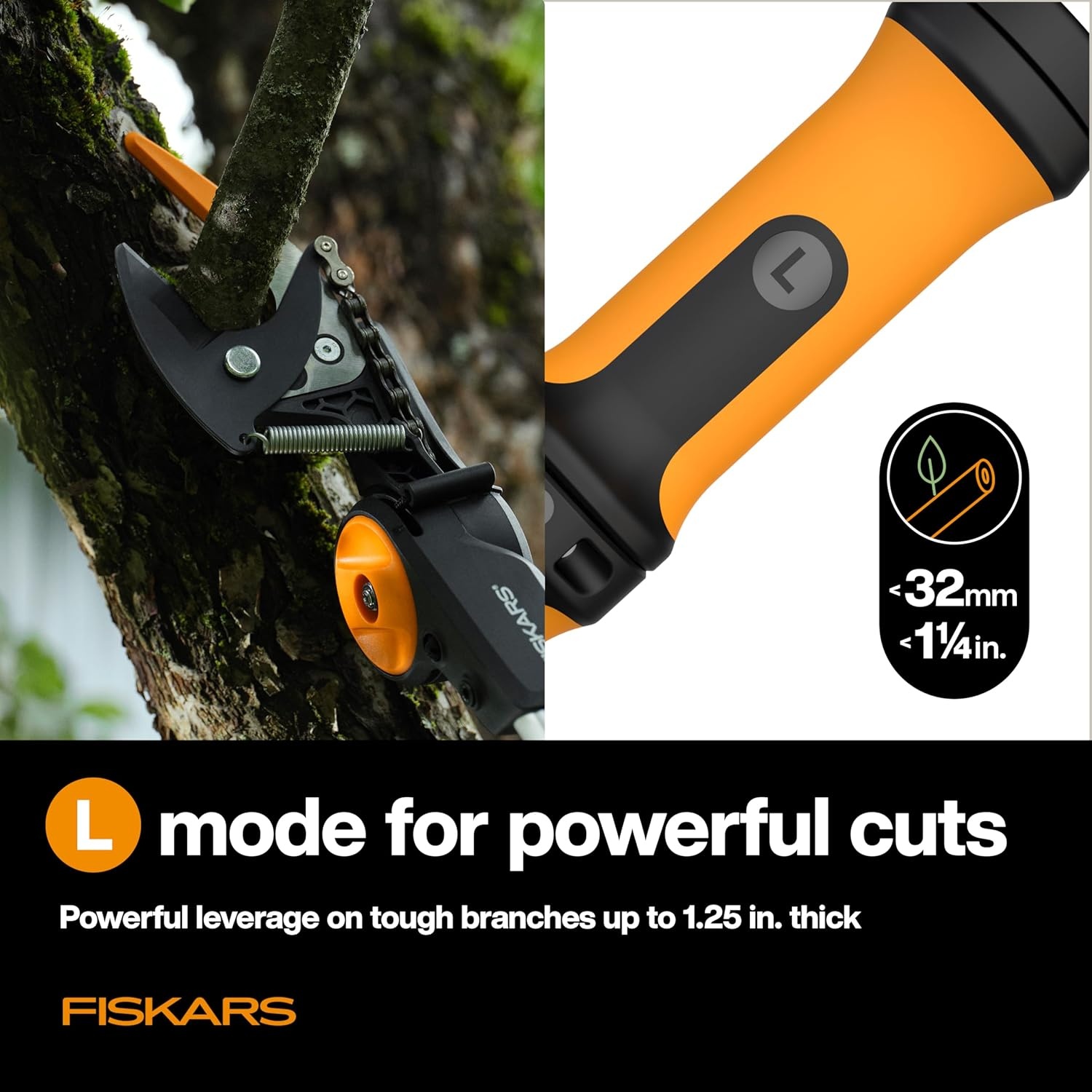 Fiskars 7ft-14ft Power-Lever Extendable Pole Saw and Tree Pruner, Lawn and Garden Tools, Black/Orange(8-13 ft DualAction)