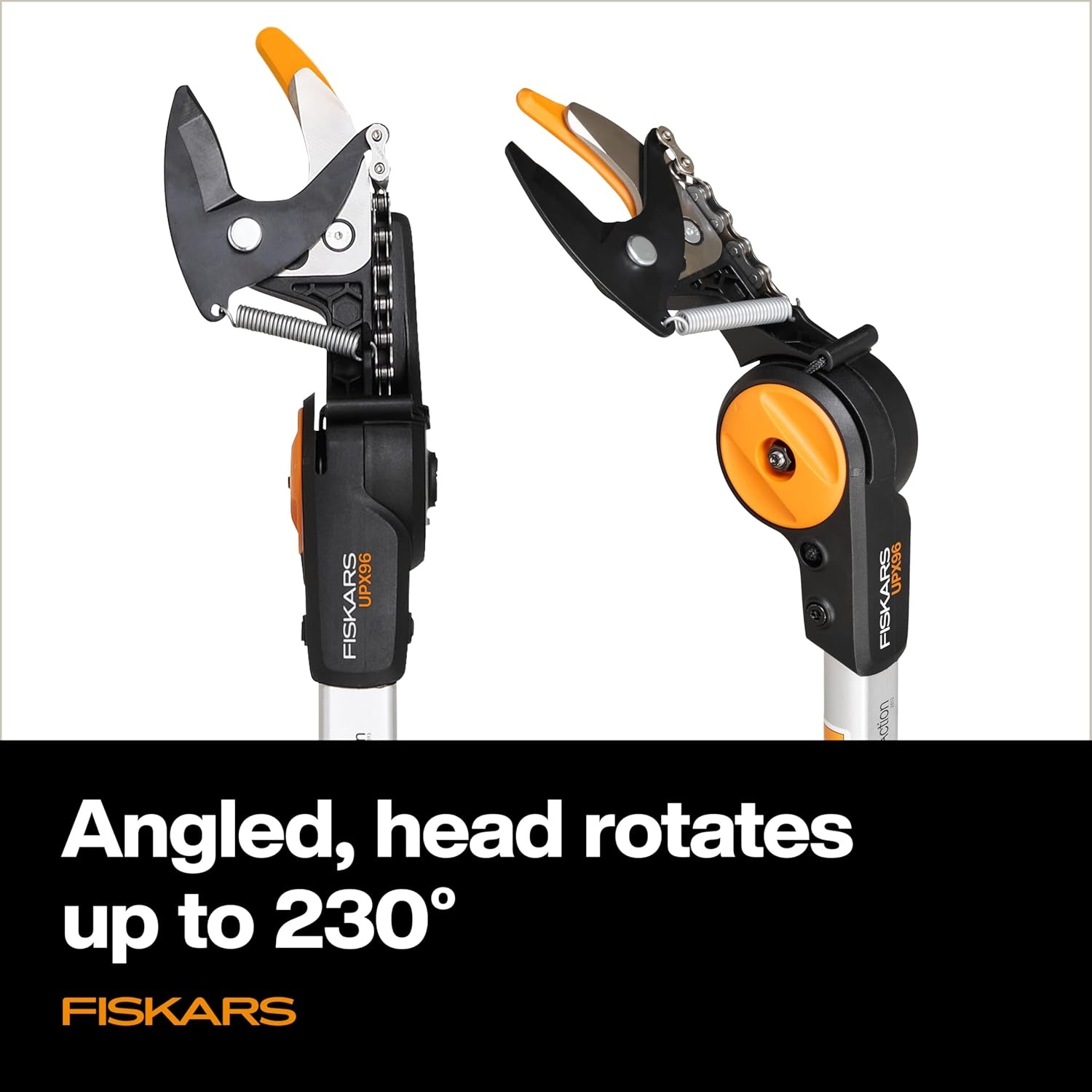 Fiskars 7ft-14ft Power-Lever Extendable Pole Saw and Tree Pruner, Lawn and Garden Tools, Black/Orange(8-13 ft DualAction)