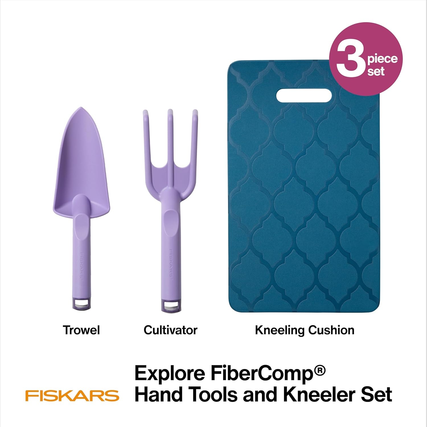 Fiskars 2-Piece Pruning & Veggie Shears Set, Explore Collection Garden Tool Kit, Bypass Pruner for Light Trimming, Vegetable Shears with Serrated Stainless Steel Blades for Harvesting Flowers & Herbs(Knee Pad  Trowel & Cultivator Set)