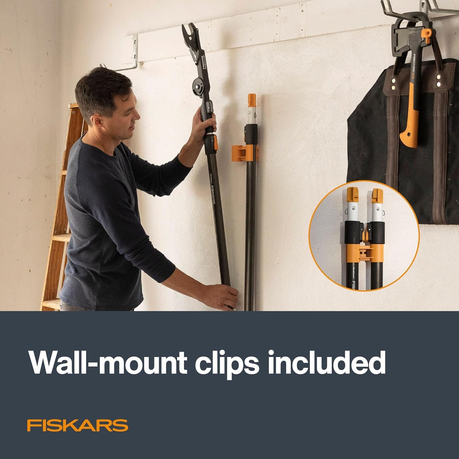 Fiskars XtendControl 12′ Tree Pruner with 15″ X1 Triple-Grind Saw, Two 3-6 Ft Extension Poles for Overhead Branch Trimming, Lightweight Aluminum Pole Saw with Secure Double-Locking System, Orange(12′ X1 Saw)