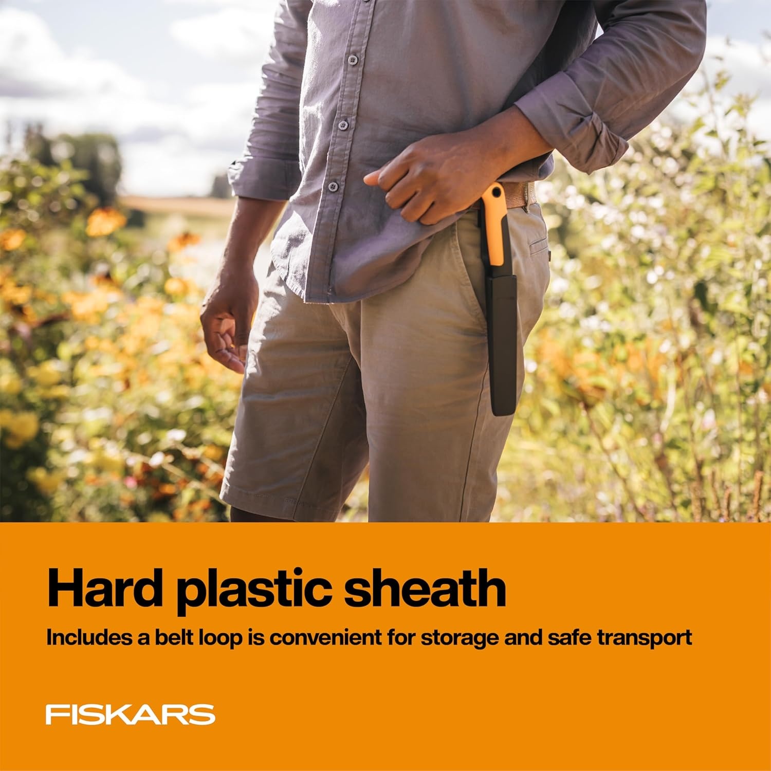 Fiskars Hori Hori Garden Knife with Sheath, Multi-Purpose Heavy Duty Gardening Hand Tool for Weeding, Planting, Digging with Hanging Hole(6″)