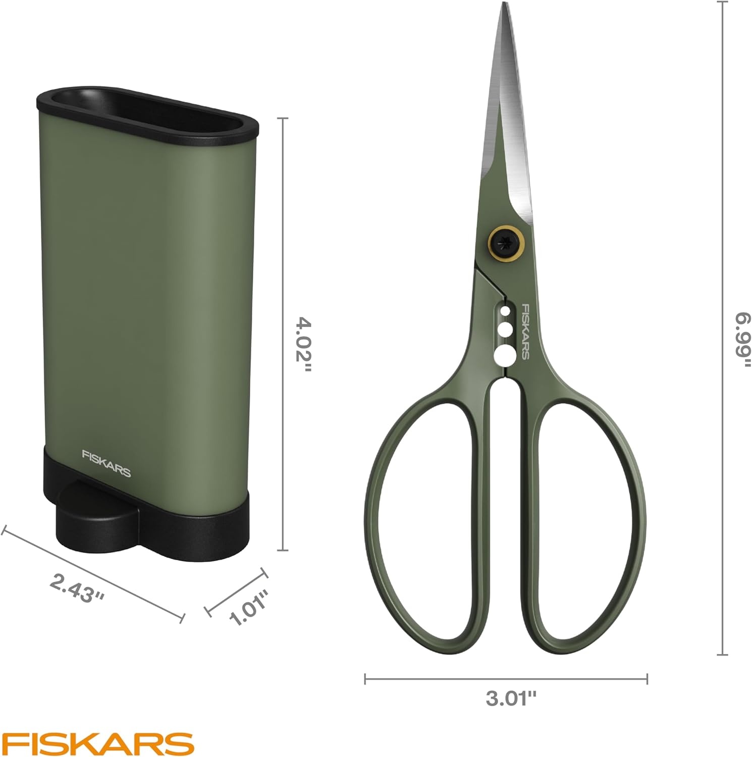 Fiskars Plant Shaping Shears & Holder, Precision Indoor Gardening Snips with Storage Caddy, Forged Stainless Steel Blades for Clean Cuts on Broad Leaves, Ambidextrous Handles & Stem Stripper, 6″(Shaper Plant Shears)