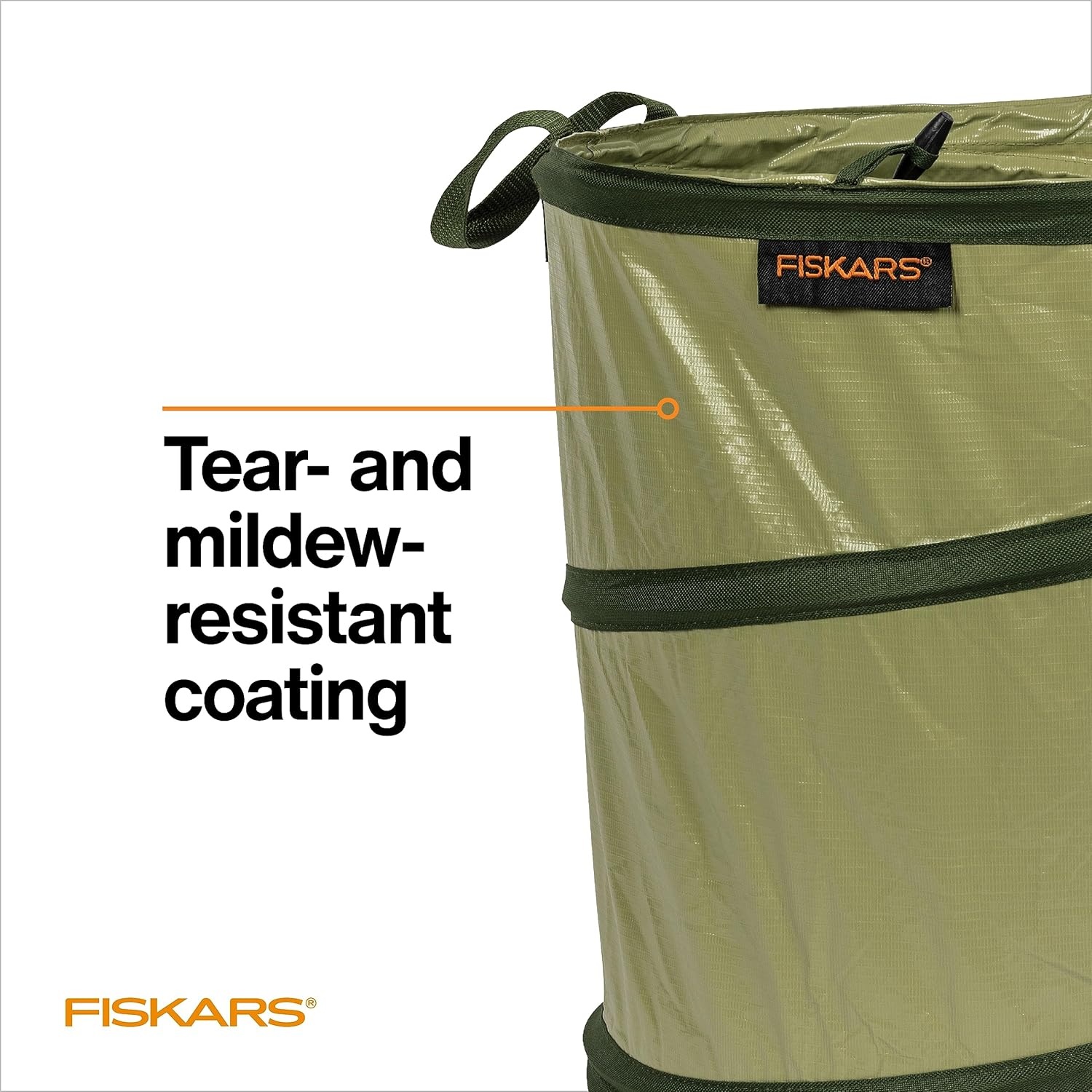 Fiskars Kangaroo Collapsible Spring Up Garden Bag for Yard Waste, Grass, Branches & Weeds, Tear & Mildew Resistant Vinyl-Coated Polyester, Folds Flat to 3 Inches for Space-Saving Storage, 30 Gallon(1 Count (Pack of 1))