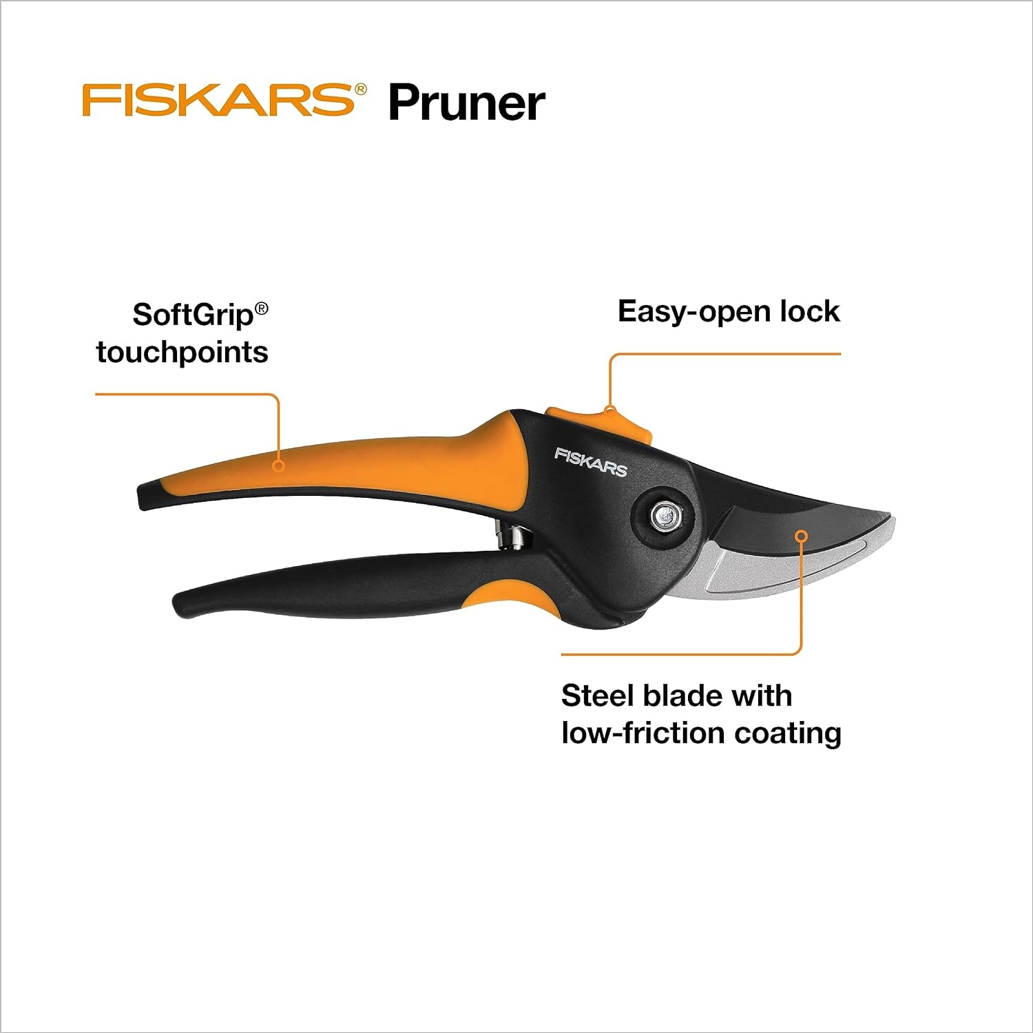 Fiskars DualAction Pruner – Hand Pruner with Two Cutting Modes, Bypass Garden Pruner for Stems and Branches up to 1″, Low-Friction Steel Blade, FiberComp Frame(SoftGrip)