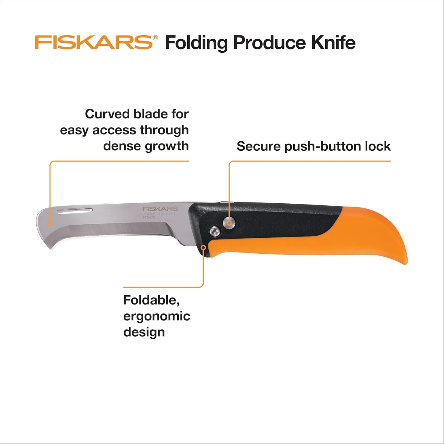 Fiskars Hori Hori Garden Knife with Sheath, Multi-Purpose Heavy Duty Gardening Hand Tool for Weeding, Planting, Digging with Hanging Hole(3″)