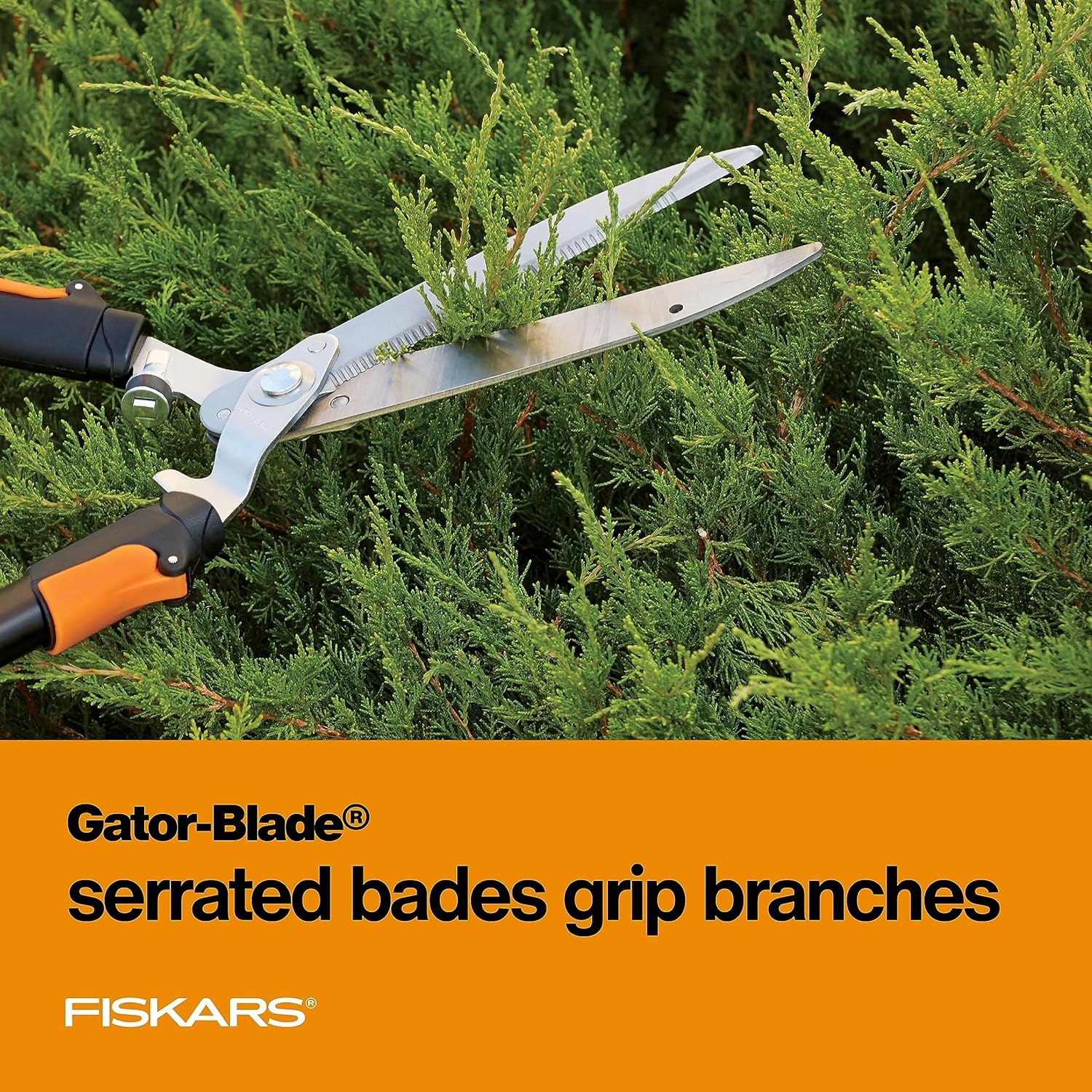 Fiskars DualAction Hedge Shears, 2-in-1 Fast Trimming & PowerCut Hedge Trimmer, Precision-Ground Steel Blades for Clean Cuts, Shock-Absorbing Bumpers & SoftGrip Handles for Comfort(25-33″ Power-Lever)