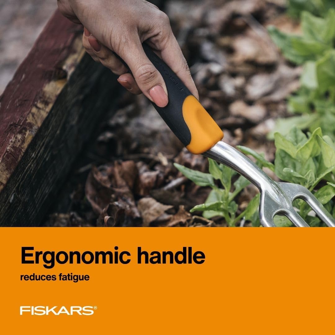 Fiskars 3-in-1 Garden Tool Set, Polished Cast-Aluminum Heads for Rust Resistance, Heavy-Duty Trowel, Transplanter & Cultivator for Digging and Planting, Non-Slip SoftGrip Handles Reduce Fatigue(3x4x13 inches)
