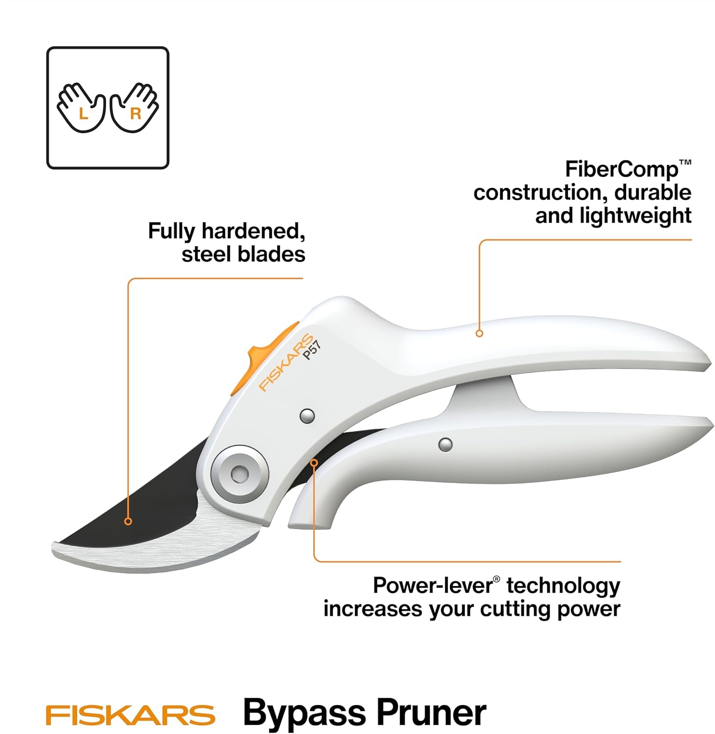 Fiskars PowerGear Lopper, Lightweight Anvil Garden Tool, White(Bypass Pruner)