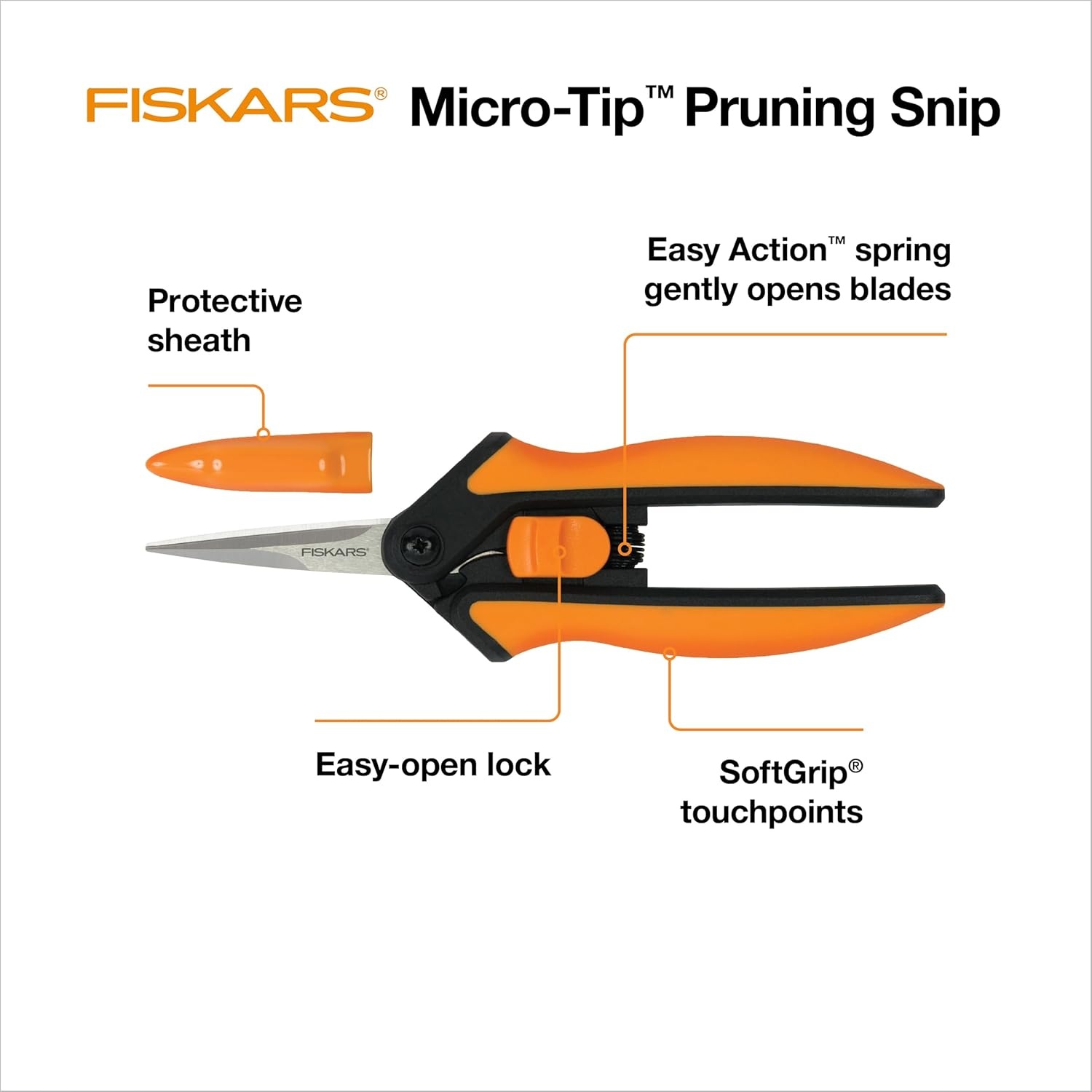 Fiskars 6″ Pruning Scissors for Flowers, Buds, Weeds and Small Plants, Garden Snips with Resin Resistant Nonstick Stainless Steel Blades, Gardening Trimmers with Comfortable Handle(Pruning Snips)
