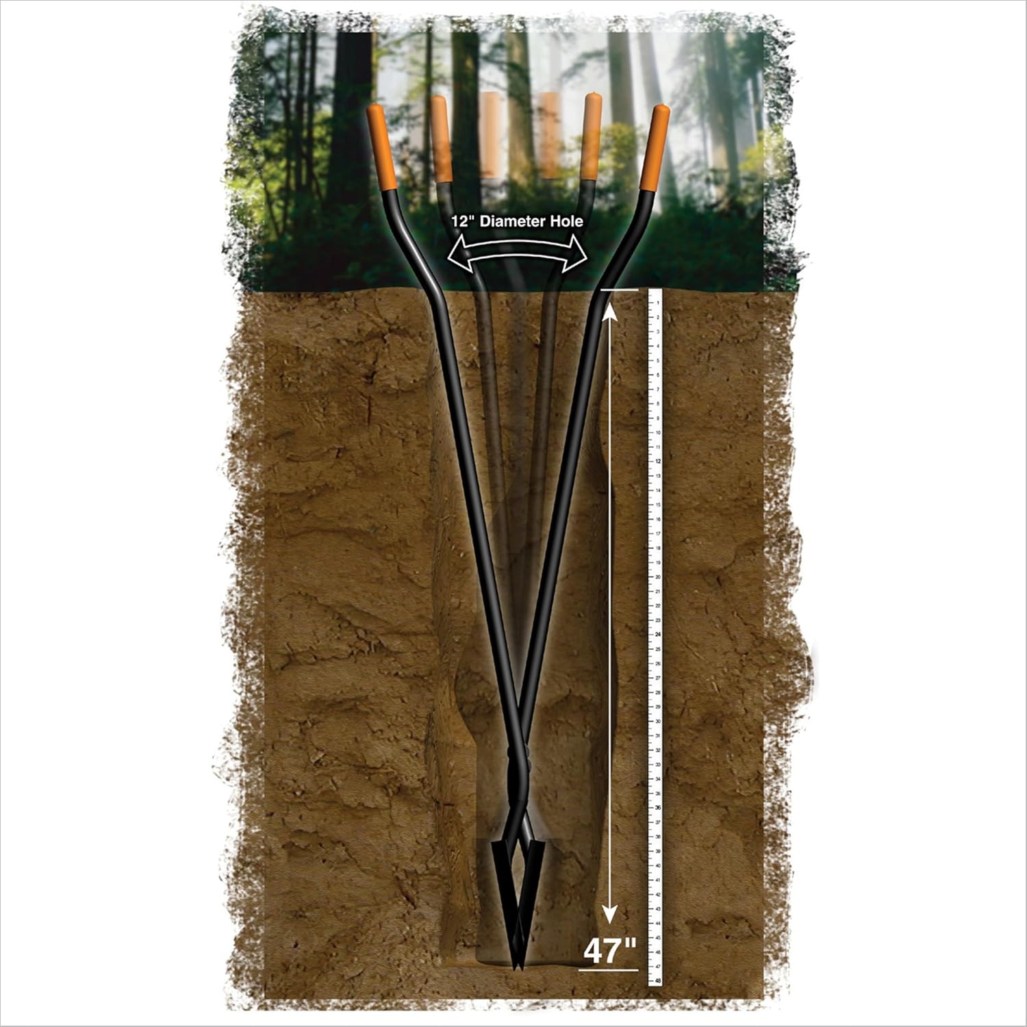 Fiskars 40″ Steel Tiller, Long Handle Hand Tiller for Gardening, Garden Tool(Posthole Digger)