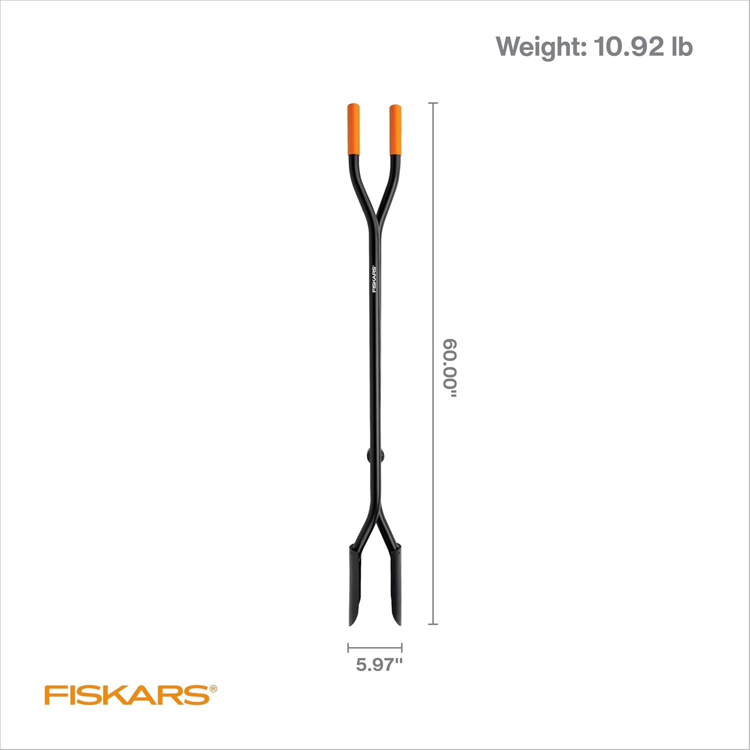 Fiskars 40″ Steel Tiller, Long Handle Hand Tiller for Gardening, Garden Tool(Posthole Digger)
