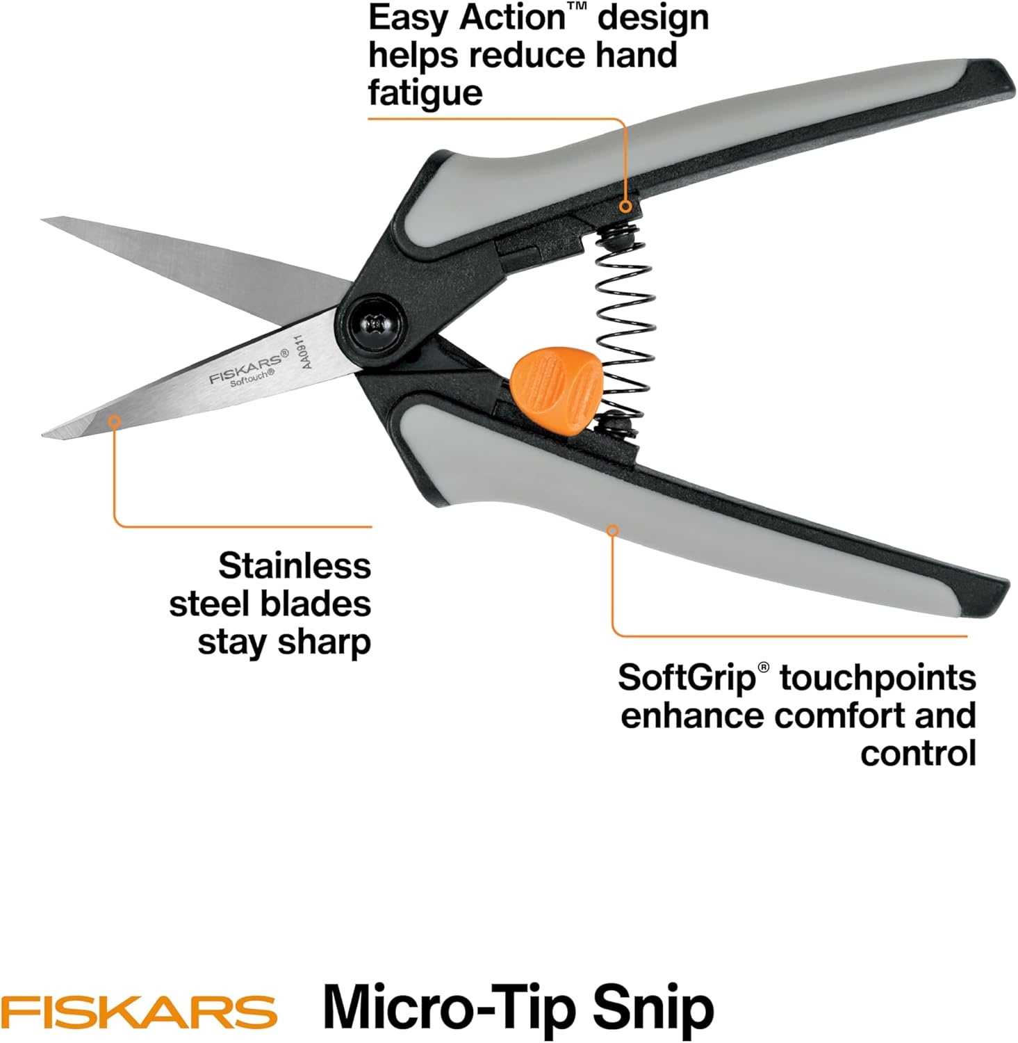 Fiskars 6″ Pruning Scissors for Flowers, Buds, Weeds and Small Plants, Garden Snips with Resin Resistant Nonstick Stainless Steel Blades, Gardening Trimmers with Comfortable Handle(15 Piece Pruning Snip Set)