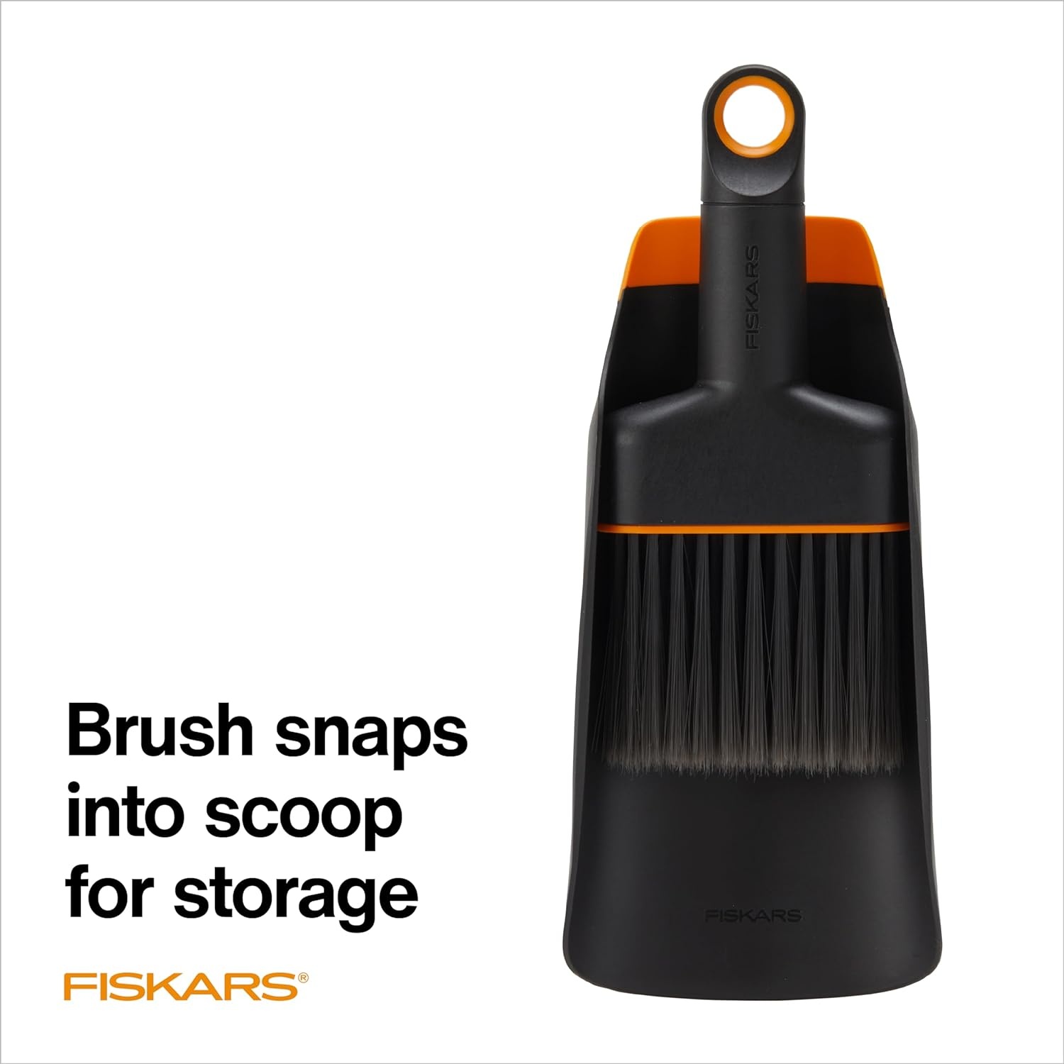 Fiskars Planting Soil Scoop & Brush Set, Dual-Sided Tool for Indoor Digging & Cleanup, Narrow Rigid End & Flexible Dustpan for Potting, Soft Bristles Sweep Debris, Recycled Plastic(Soil Scoop & Brush Set)