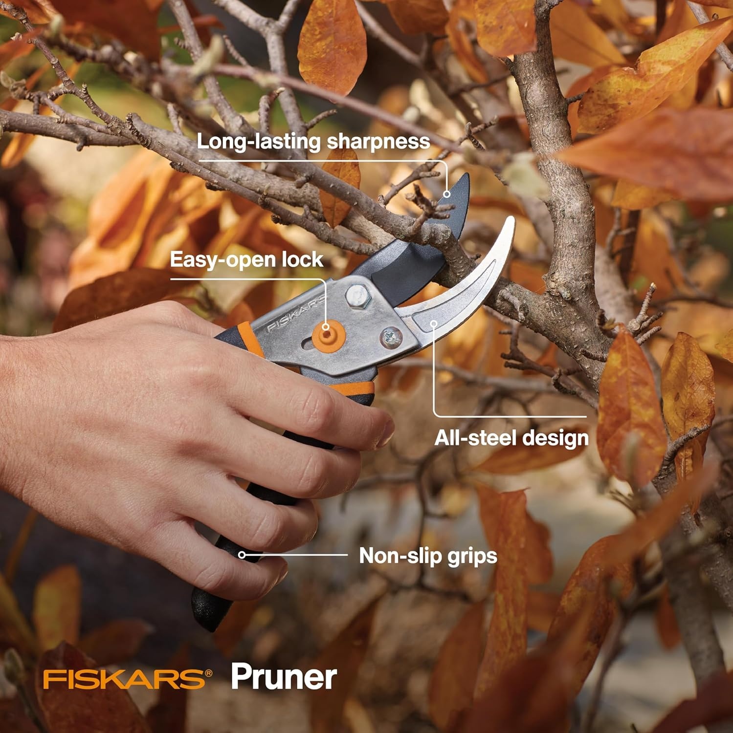 Fiskars 2-Piece Pruning & Veggie Shears Set, Explore Collection Garden Tool Kit, Bypass Pruner for Light Trimming, Vegetable Shears with Serrated Stainless Steel Blades for Harvesting Flowers & Herbs(Bypass Pruner)