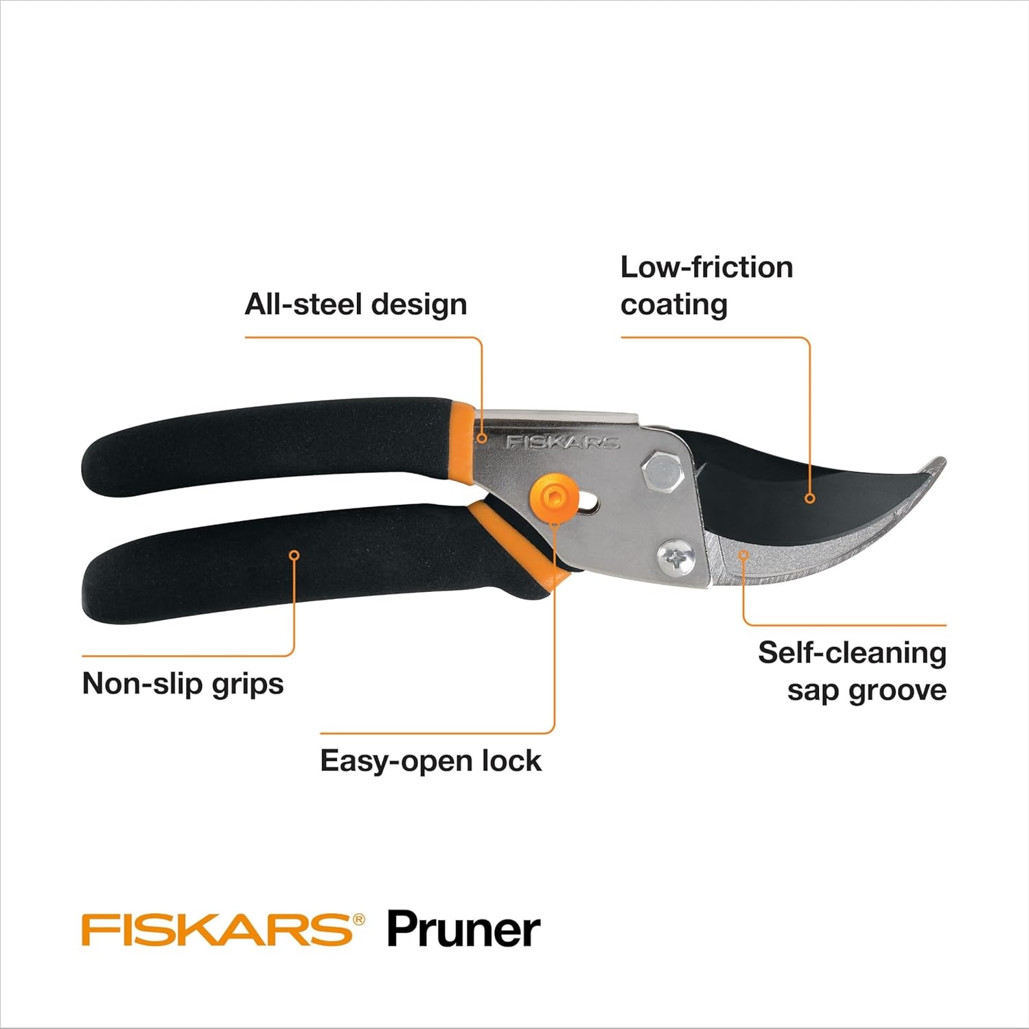 Fiskars 2-Piece Pruning & Veggie Shears Set, Explore Collection Garden Tool Kit, Bypass Pruner for Light Trimming, Vegetable Shears with Serrated Stainless Steel Blades for Harvesting Flowers & Herbs(Bypass Pruner)